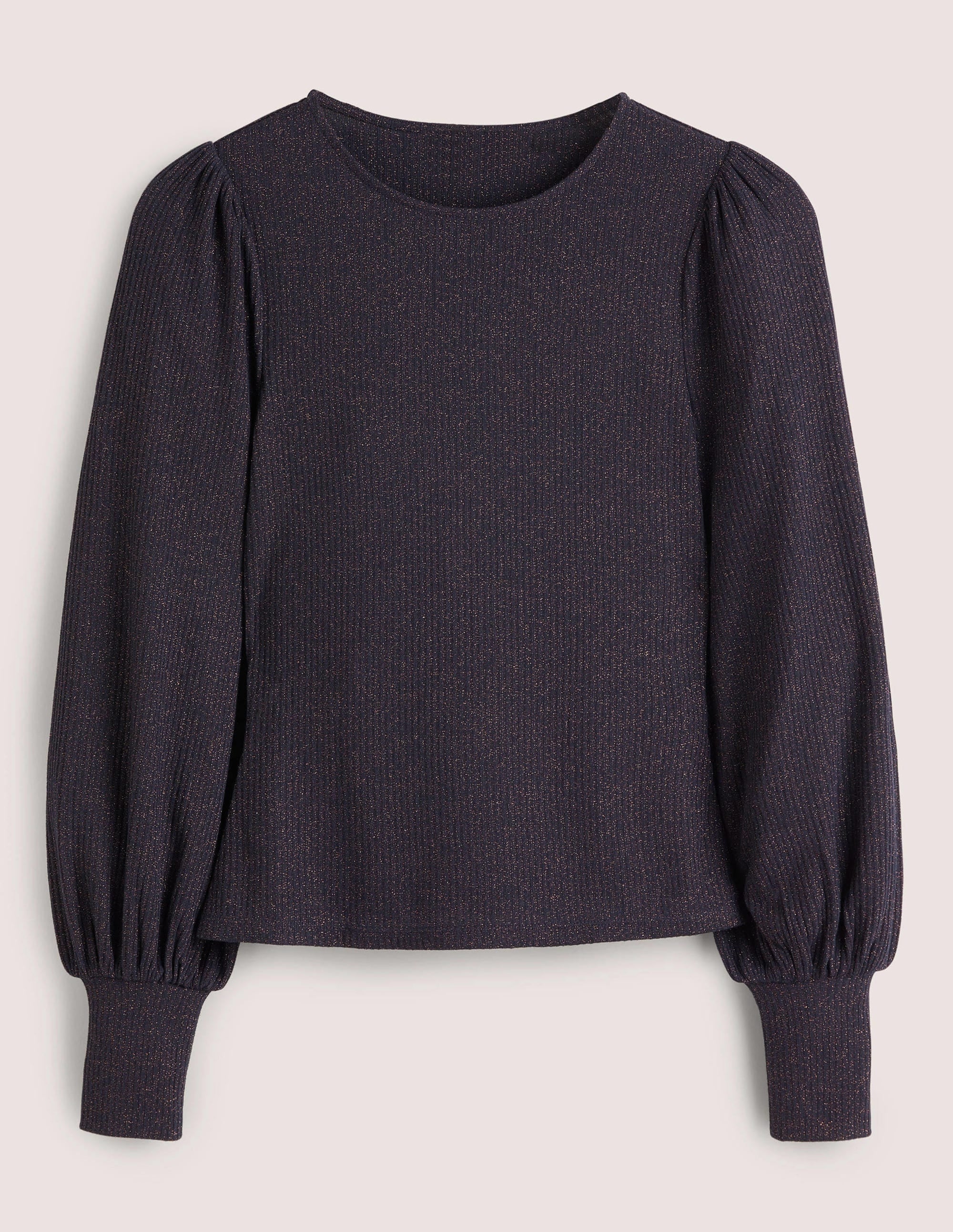 Metallic Blouson Sleeve Top-Navy/Copper Sparkle - Image 6