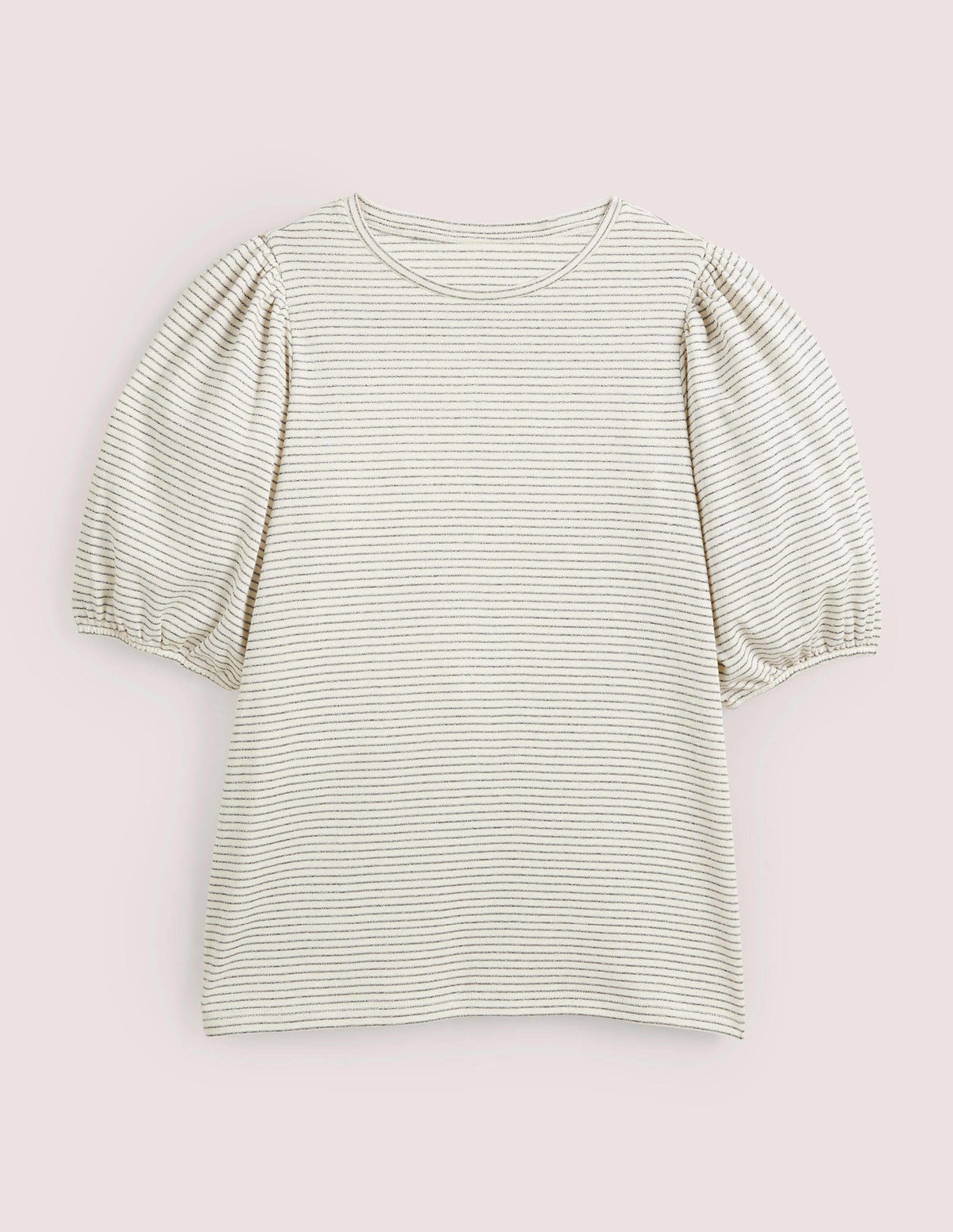 Metallic Stripe T-Shirt-Ivory/Gunmetal Metallic - Image 5