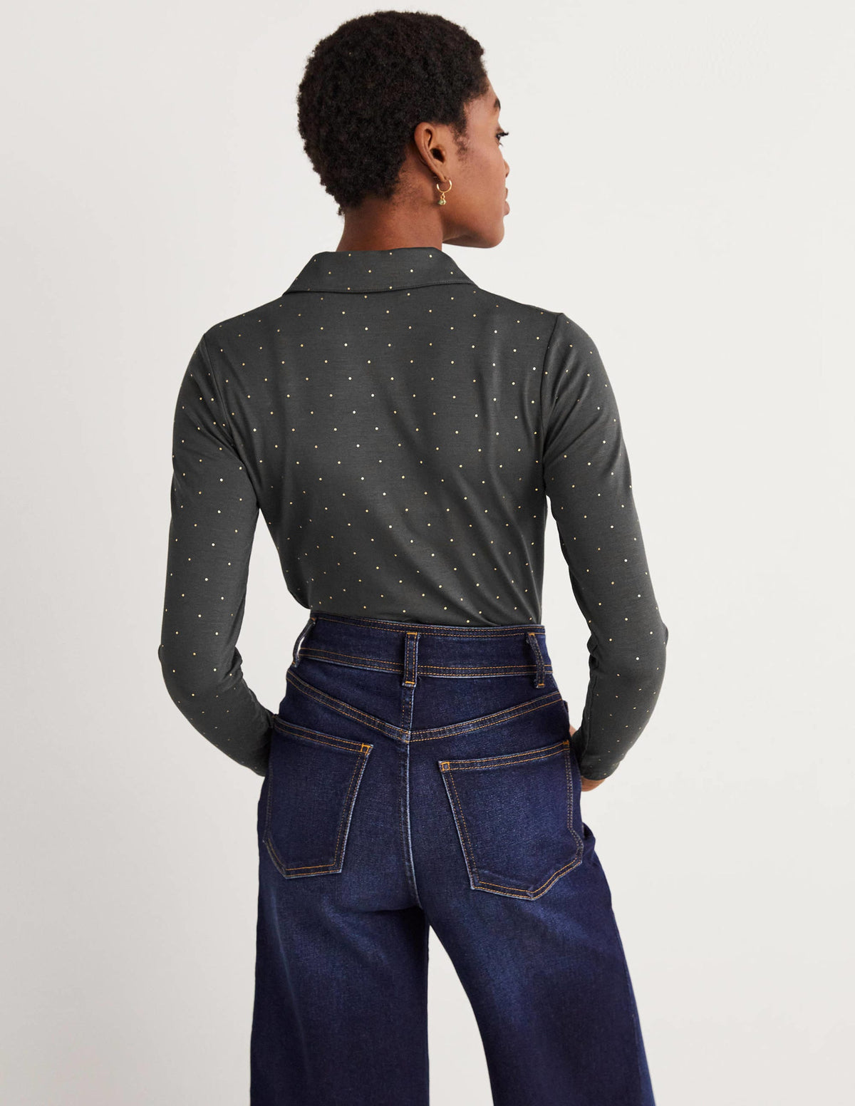 Fitted Jersey Shirt-Charcoal, Foil Dot - Image 3