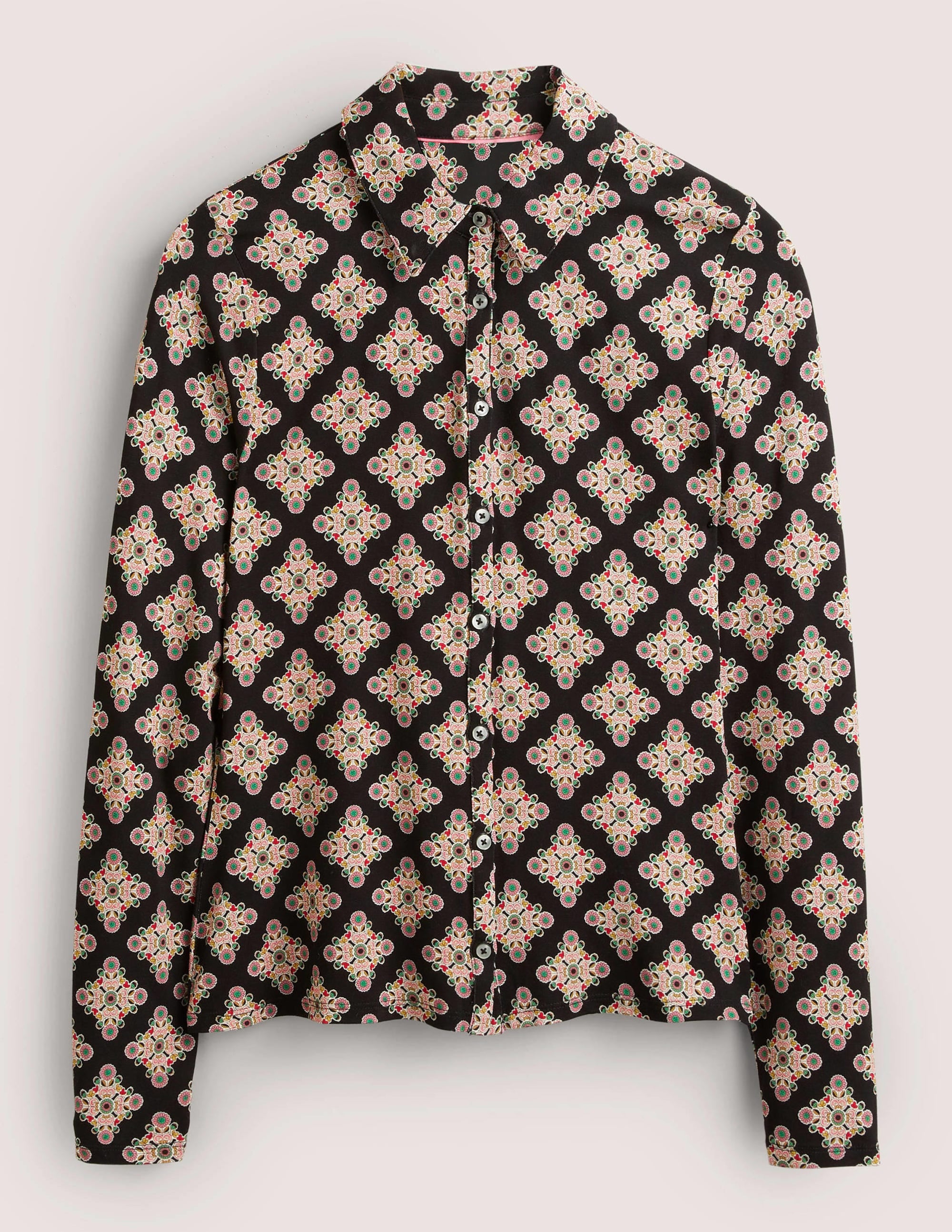 Fitted Jersey Shirt-Multi, Daisy Illusion Tile - Image 6