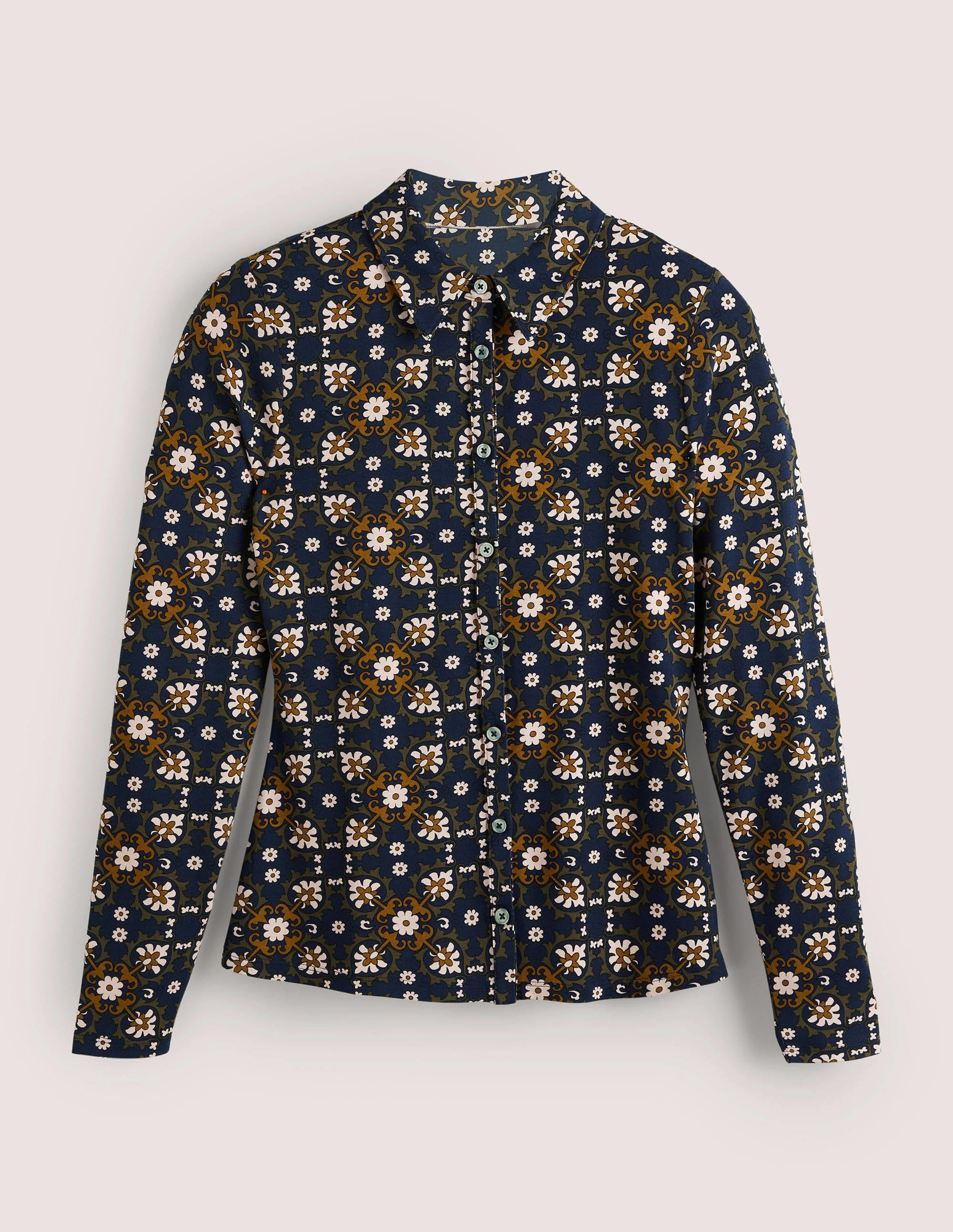 Fitted Jersey Shirt-Basil Bloom Tile - Image 6
