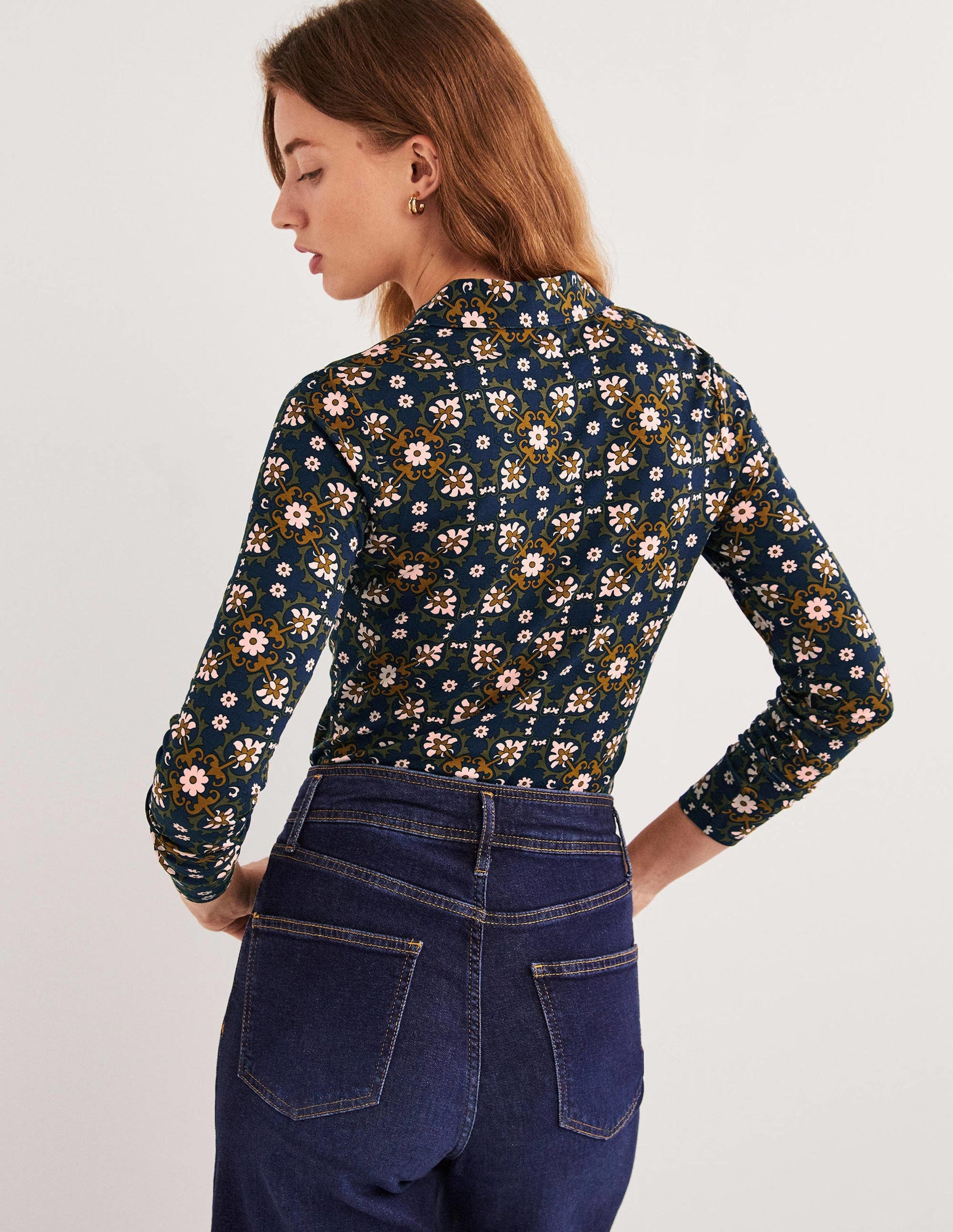 Fitted Jersey Shirt-Basil Bloom Tile-3