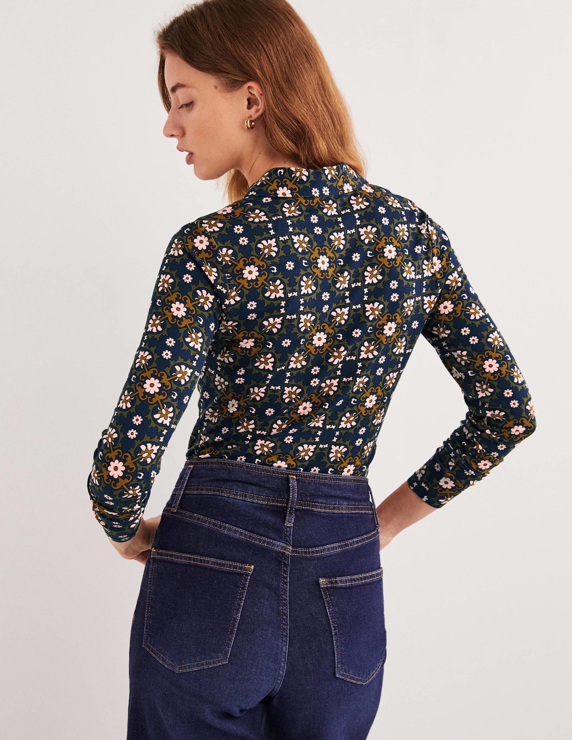 Fitted Jersey Shirt-Basil Bloom Tile - Image 3