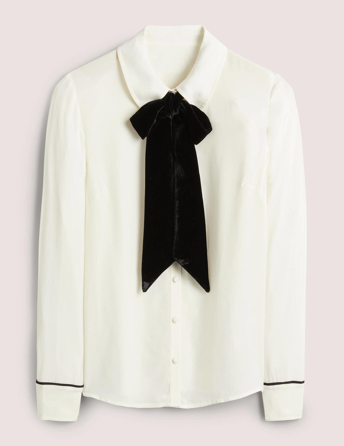 Bow Detail Classic Shirt-Ivory-7