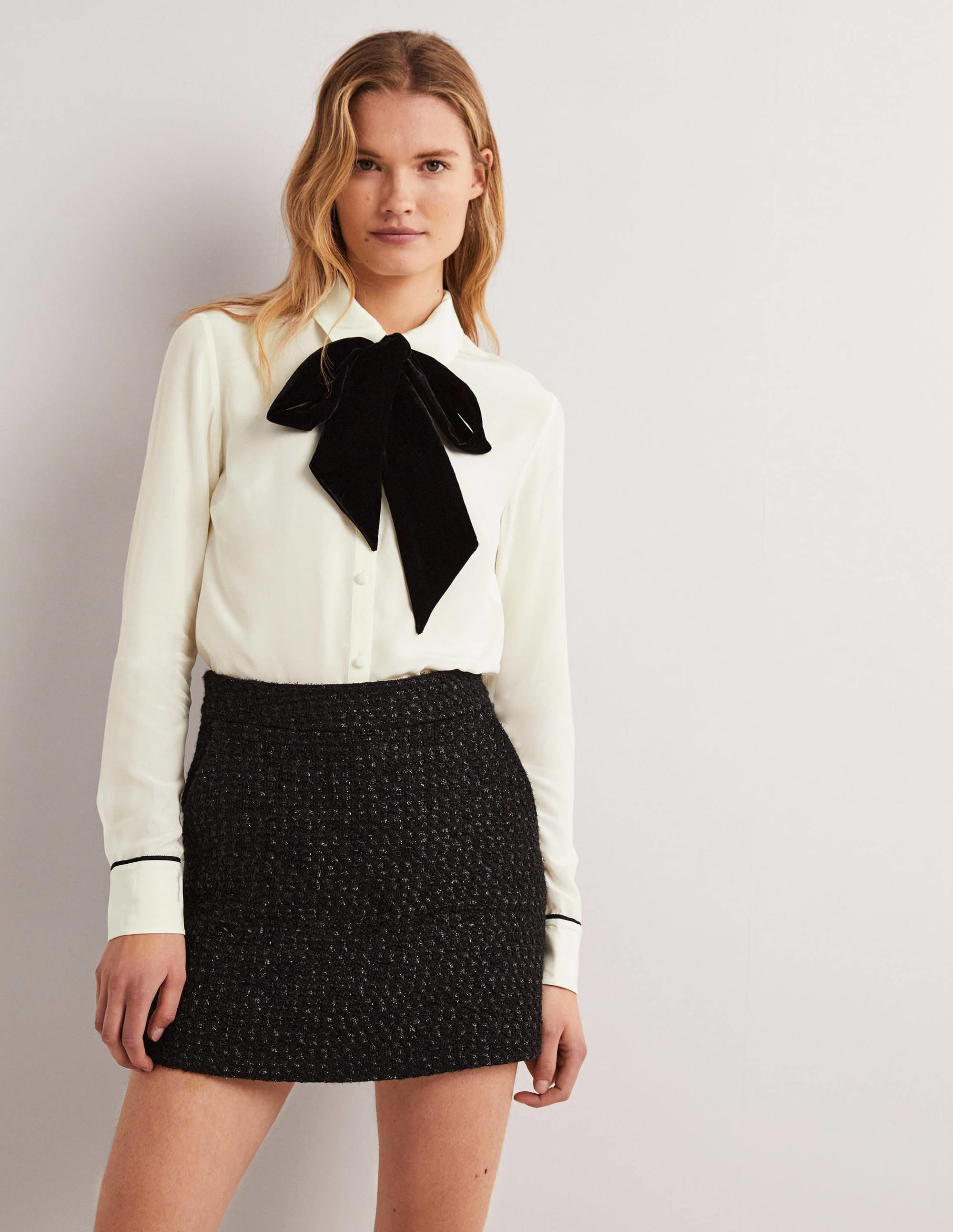 Bow Detail Classic Shirt-Ivory - Image 6