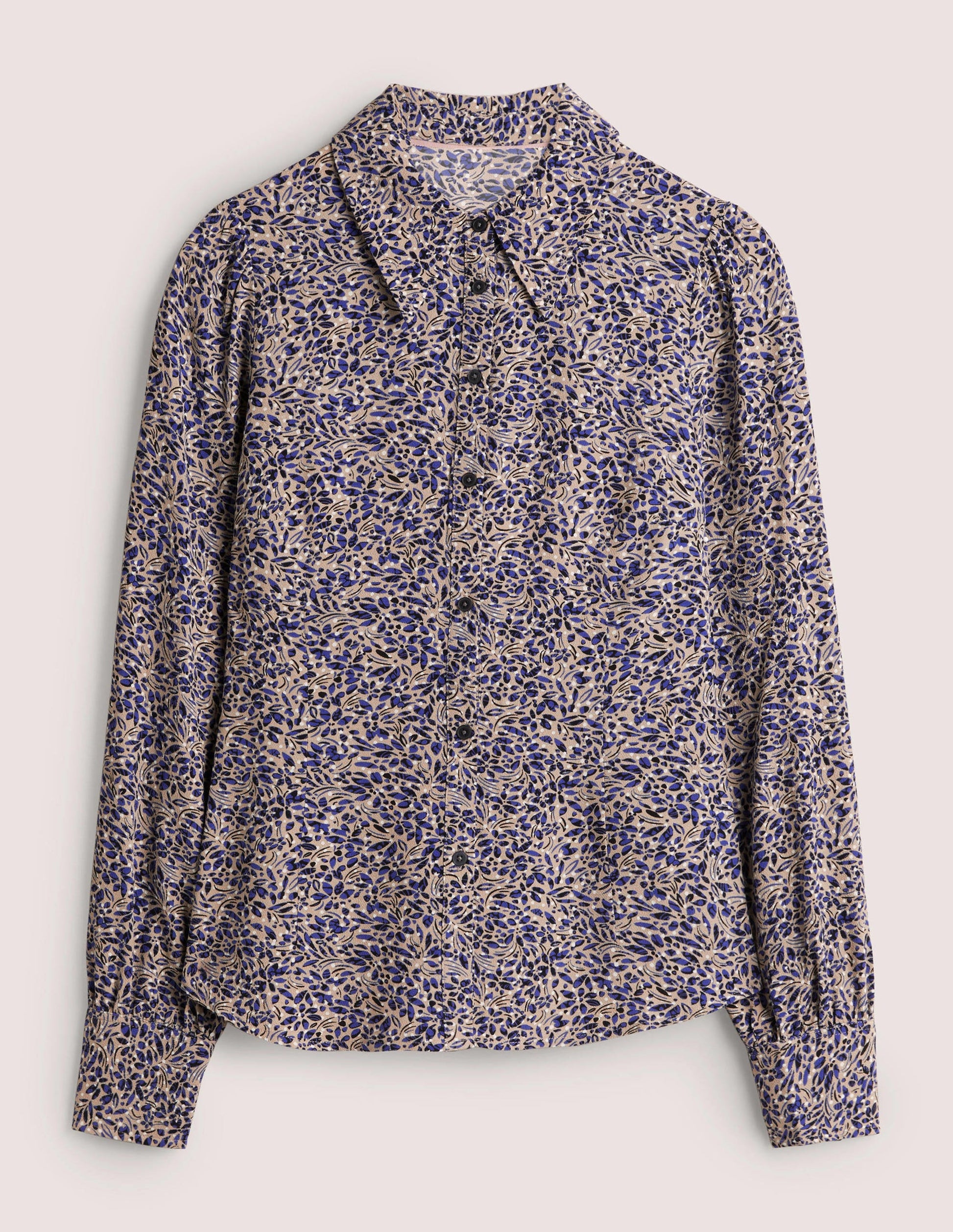 Dart Detail Fitted Shirt-Persian Blue, Leaf Cluster-6
