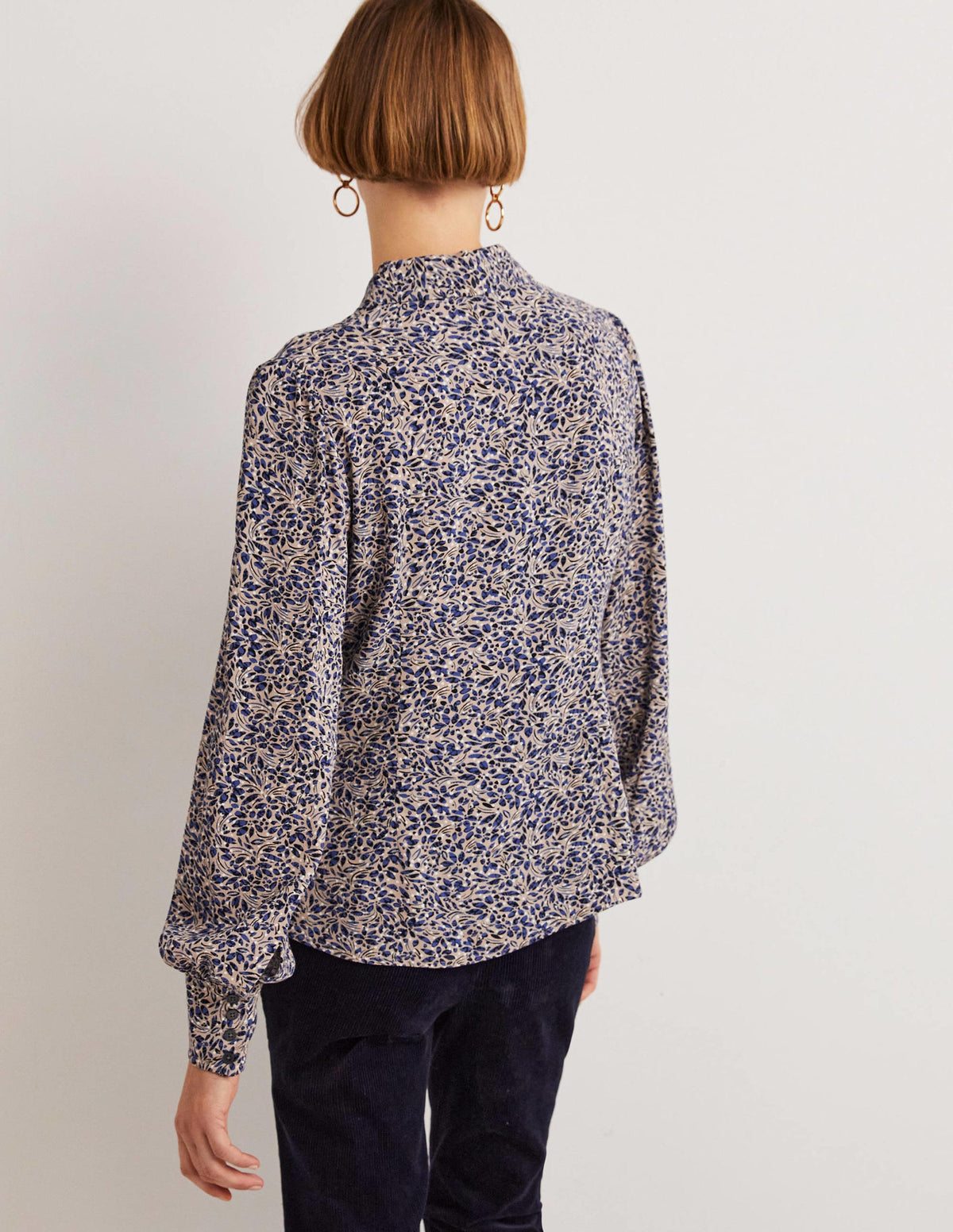 Dart Detail Fitted Shirt-Persian Blue, Leaf Cluster-3