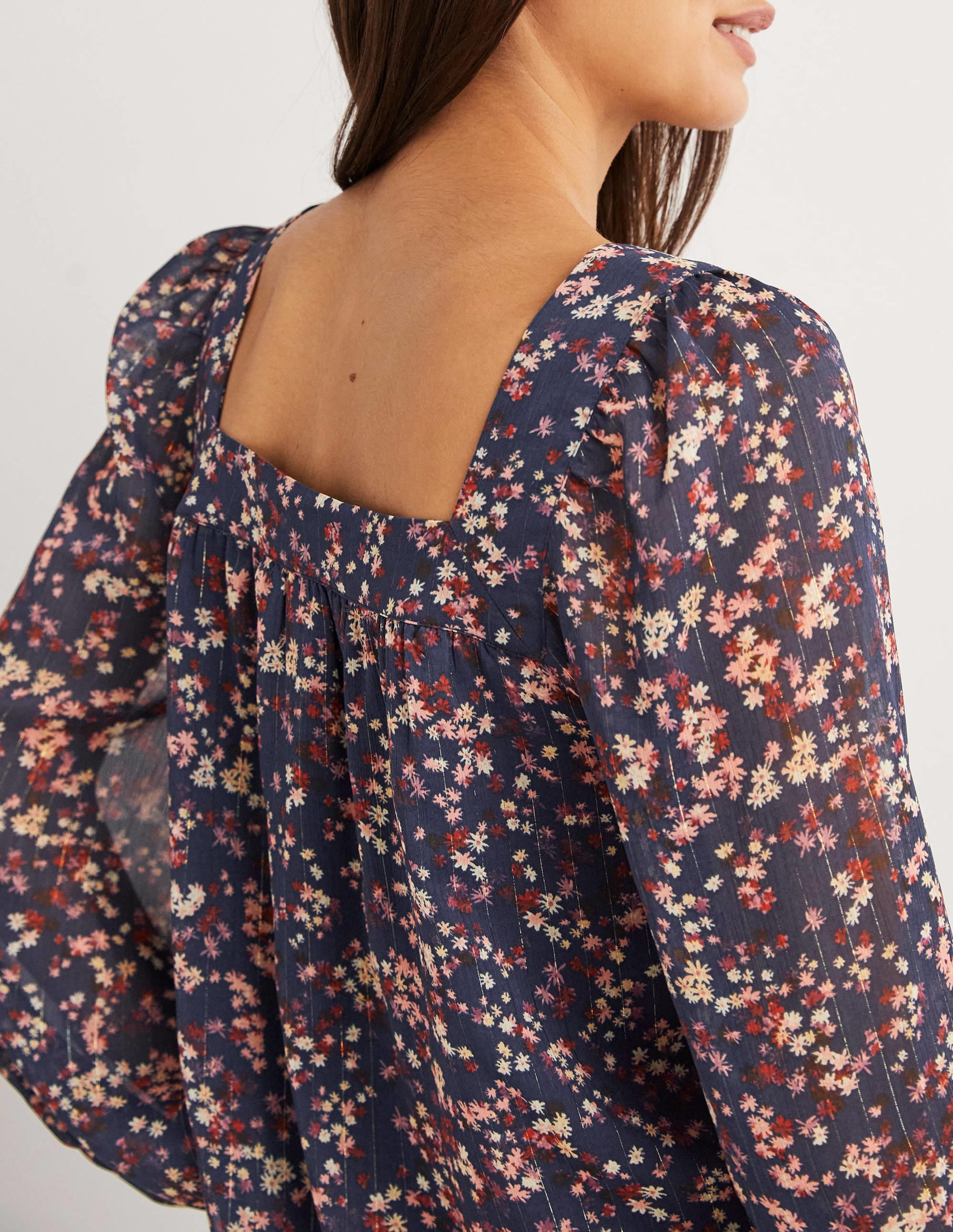 Square Neck Printed Top-Multi, Pop Bloom - Image 3