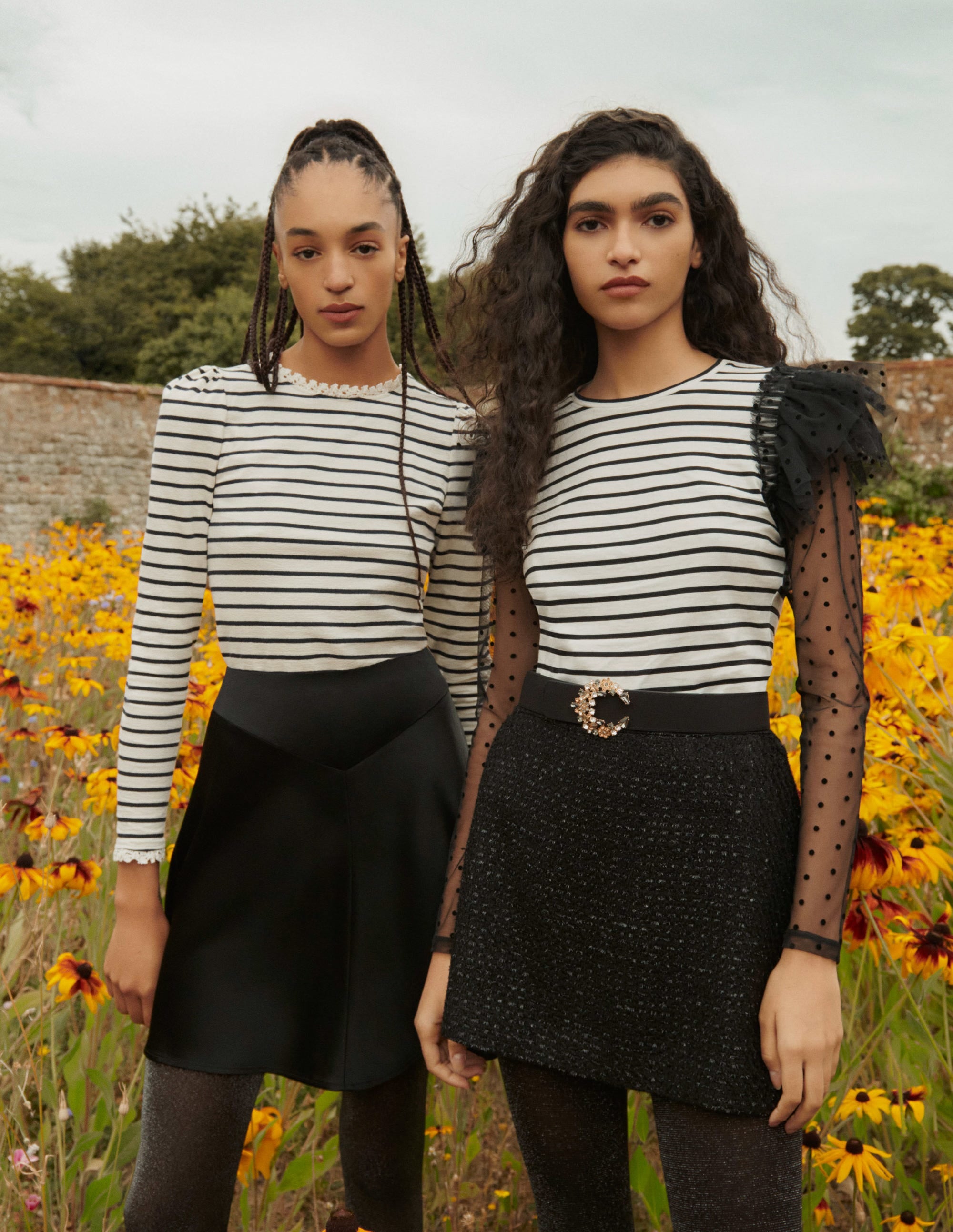 Detail Breton Top-Ivory/Black, Flocked Tulle - Image 6