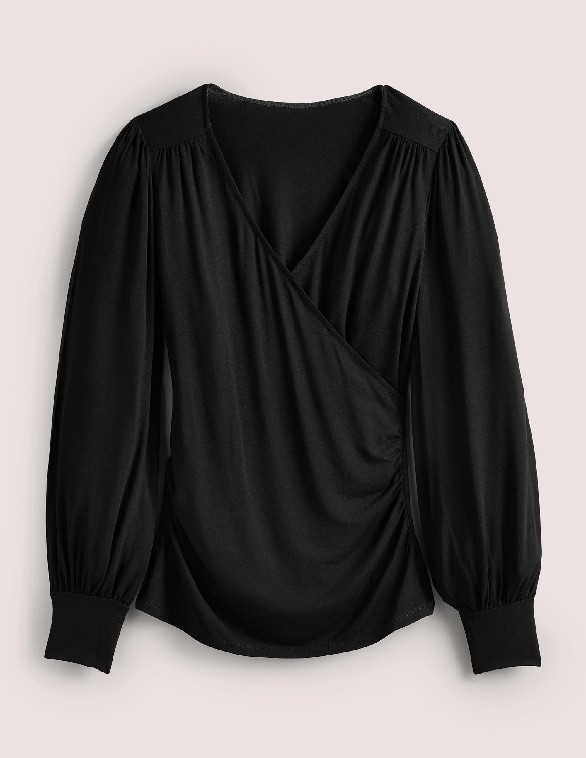 Blouson Wrap Top-Black - Image 5
