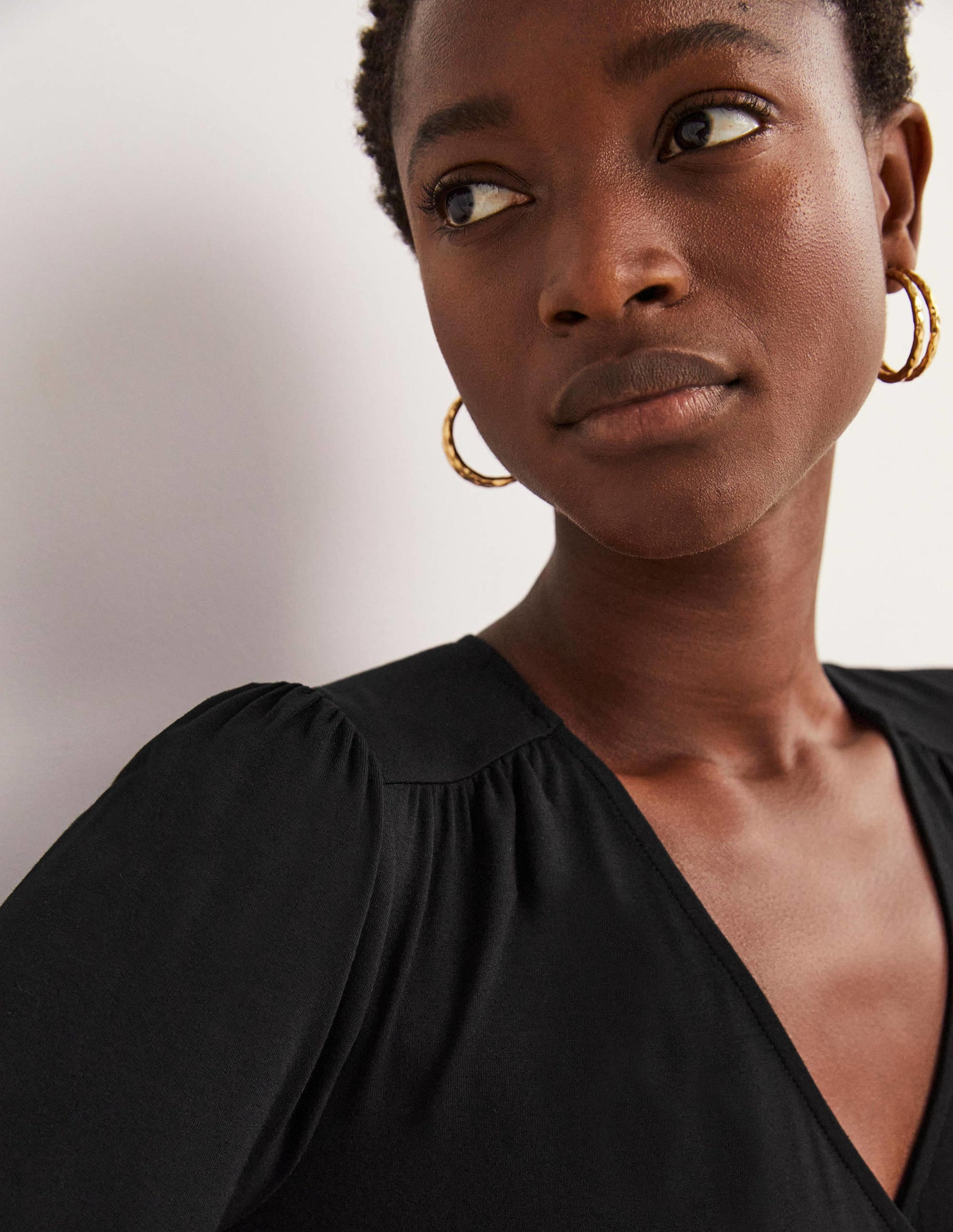 Blouson Wrap Top-Black-2