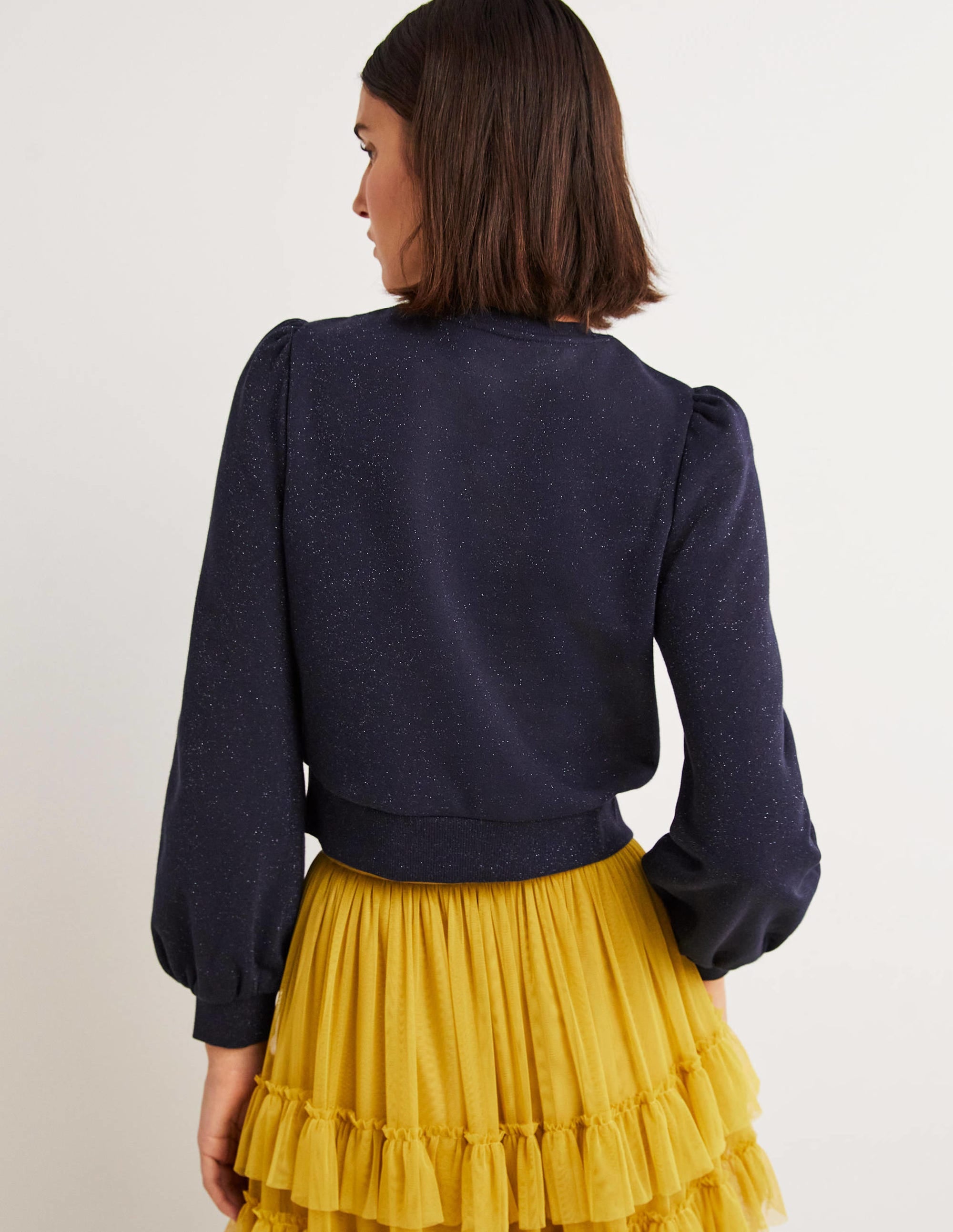 Cropped Sparkle Sweatshirt-Navy, Sparkle - Image 2