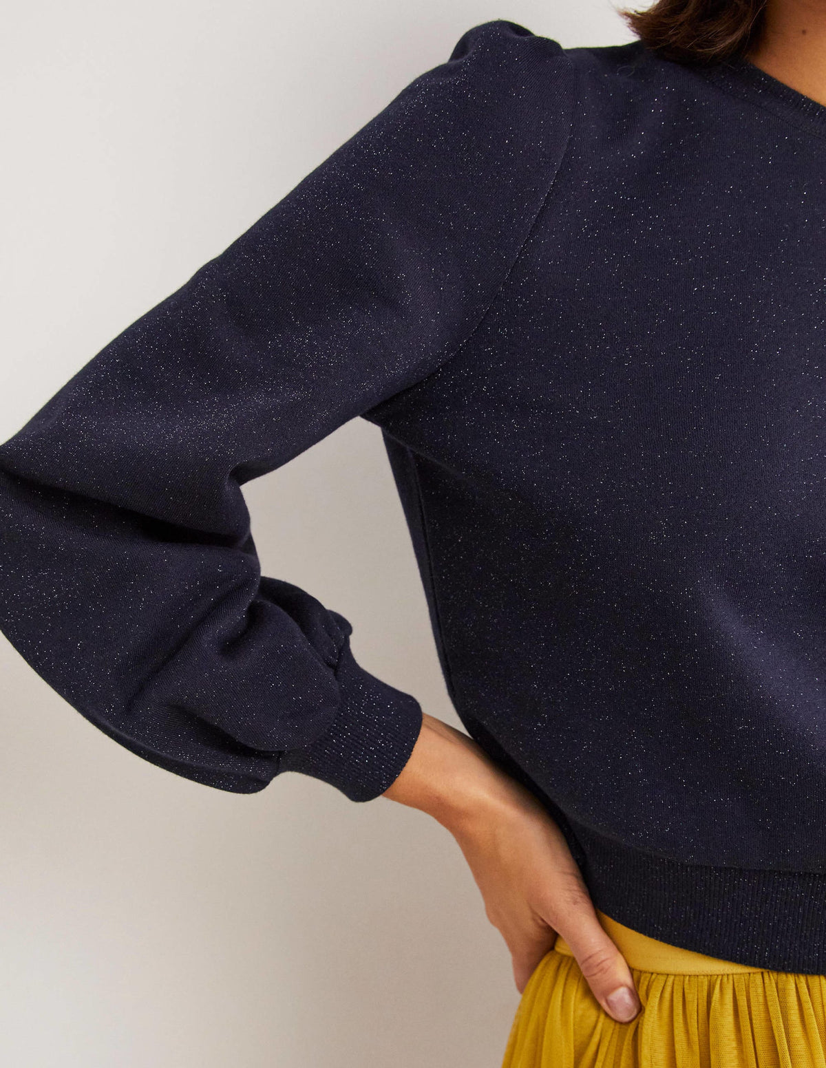 Cropped Sparkle Sweatshirt-Navy, Sparkle - Image 4