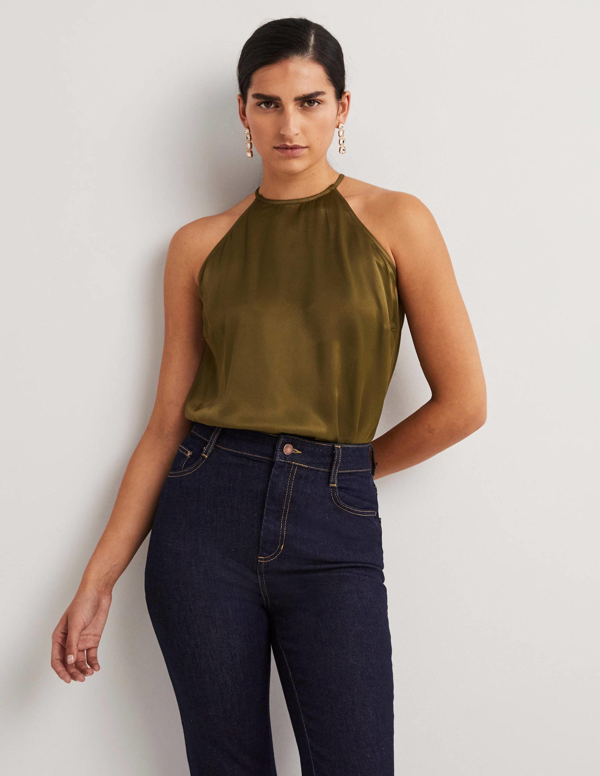 Strappy Halterneck Satin Top-Basil-5