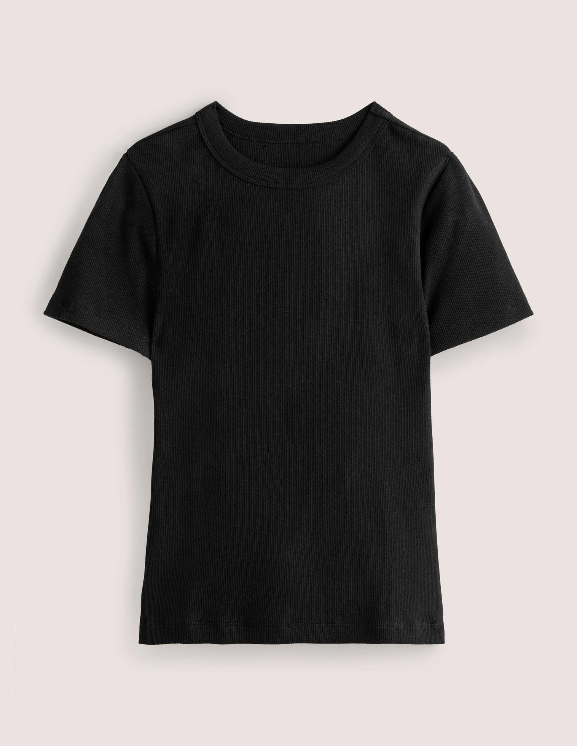 Cotton Ribbed T-Shirt-Black-5