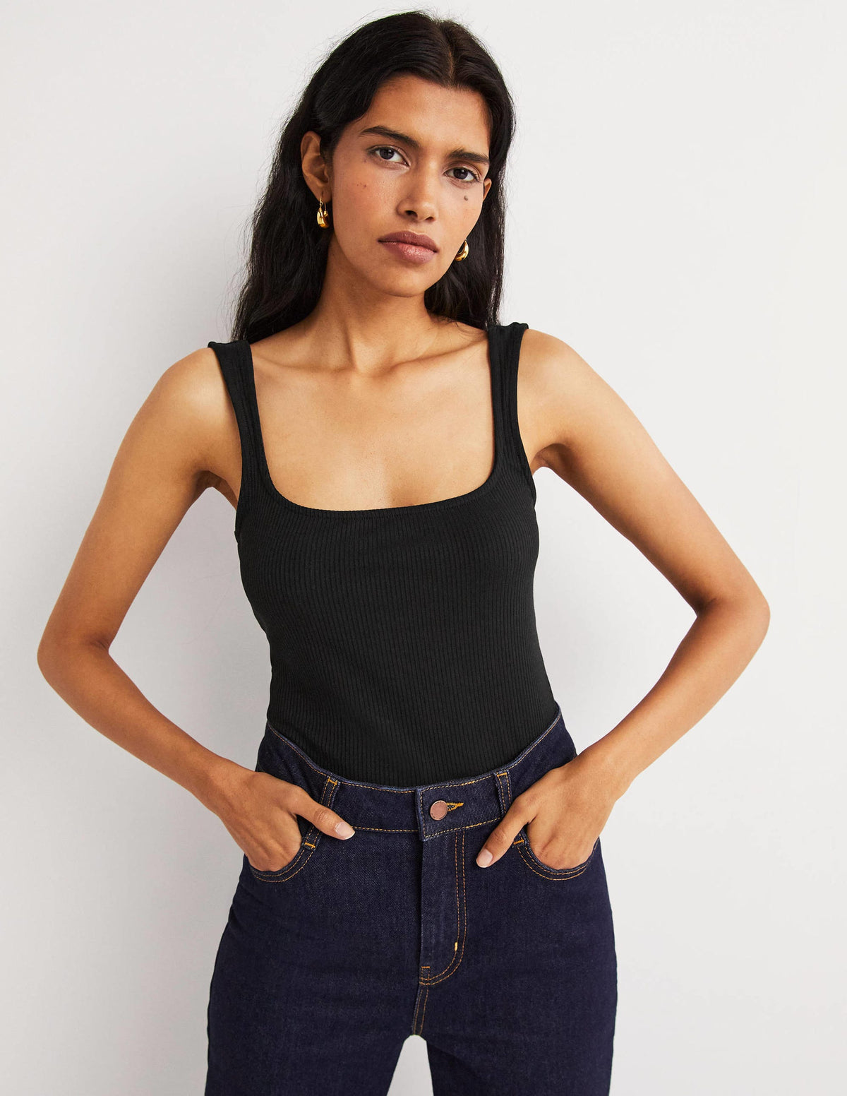 Soft Ribbed Tank-Black - Image 1