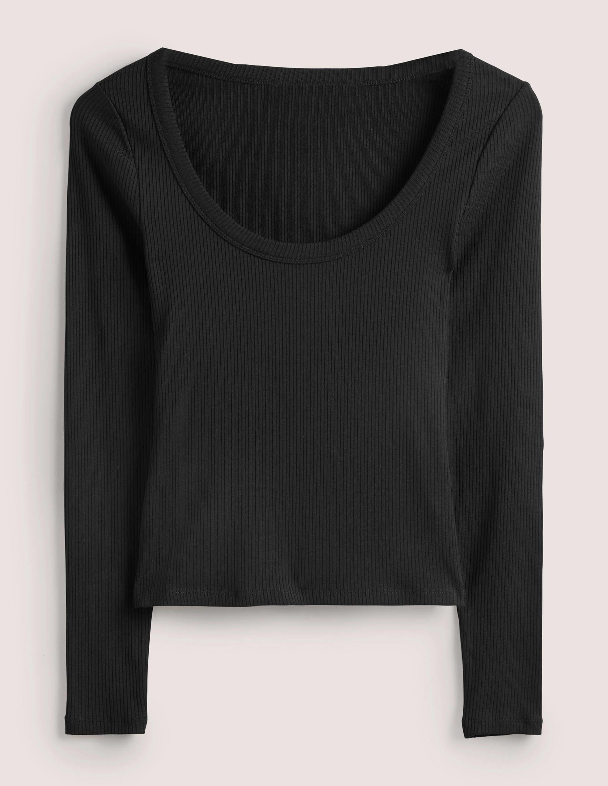 Soft Ribbed Scoop Neck Top-Black - Image 10