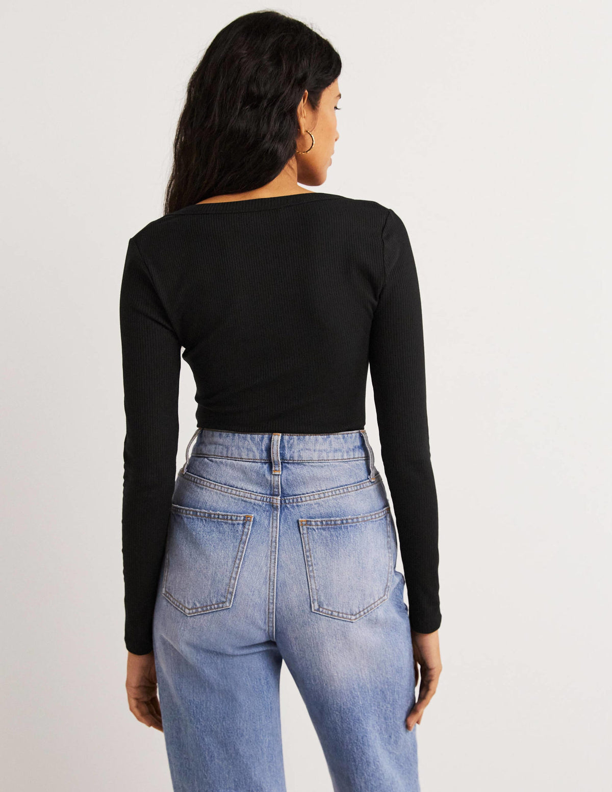 Soft Ribbed Scoop Neck Top-Black-3