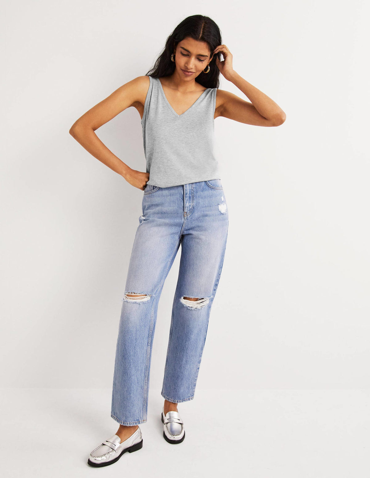 Soft Touch Tank-Grey Marl-4