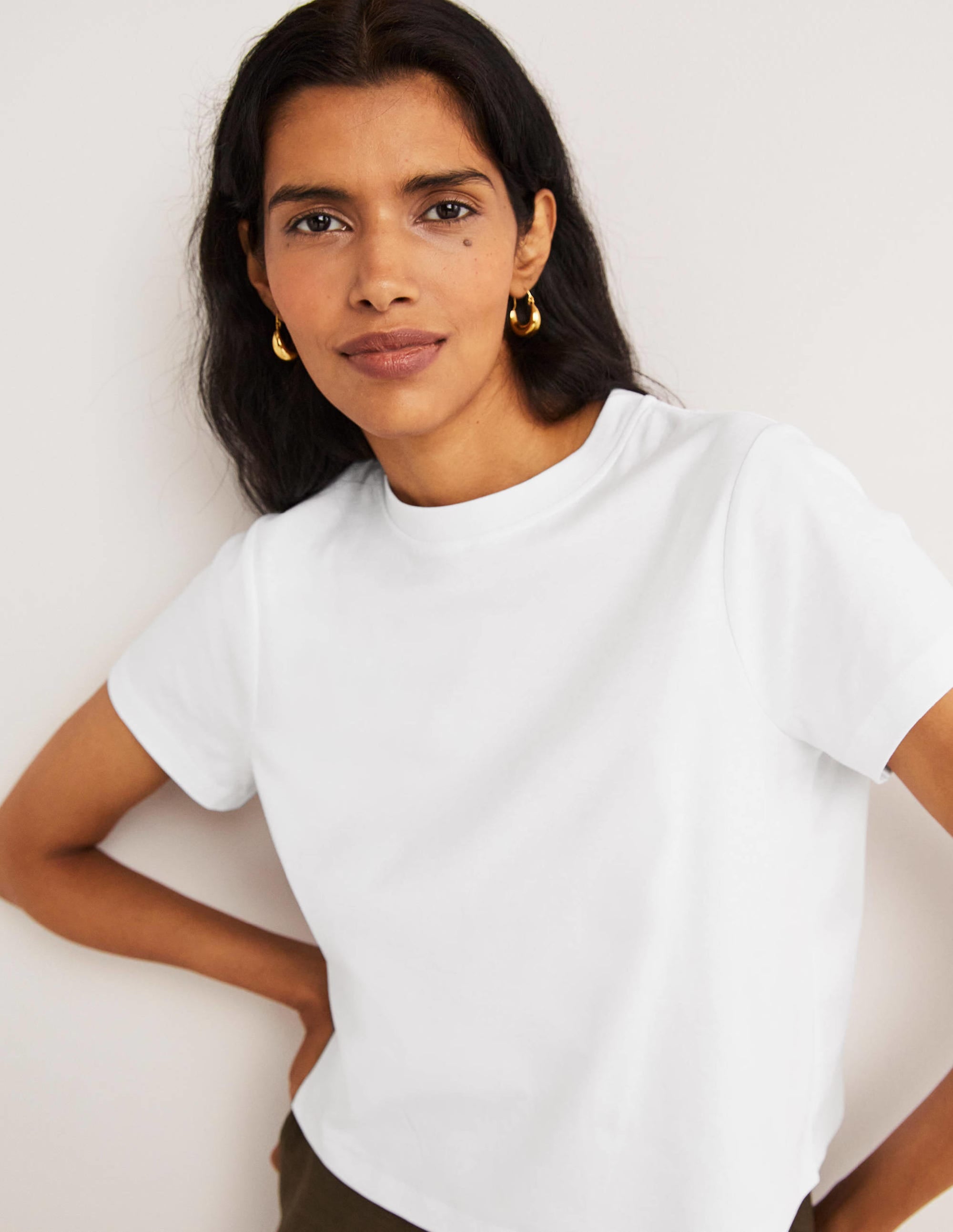 Cropped Cotton T-Shirt-White - Image 2