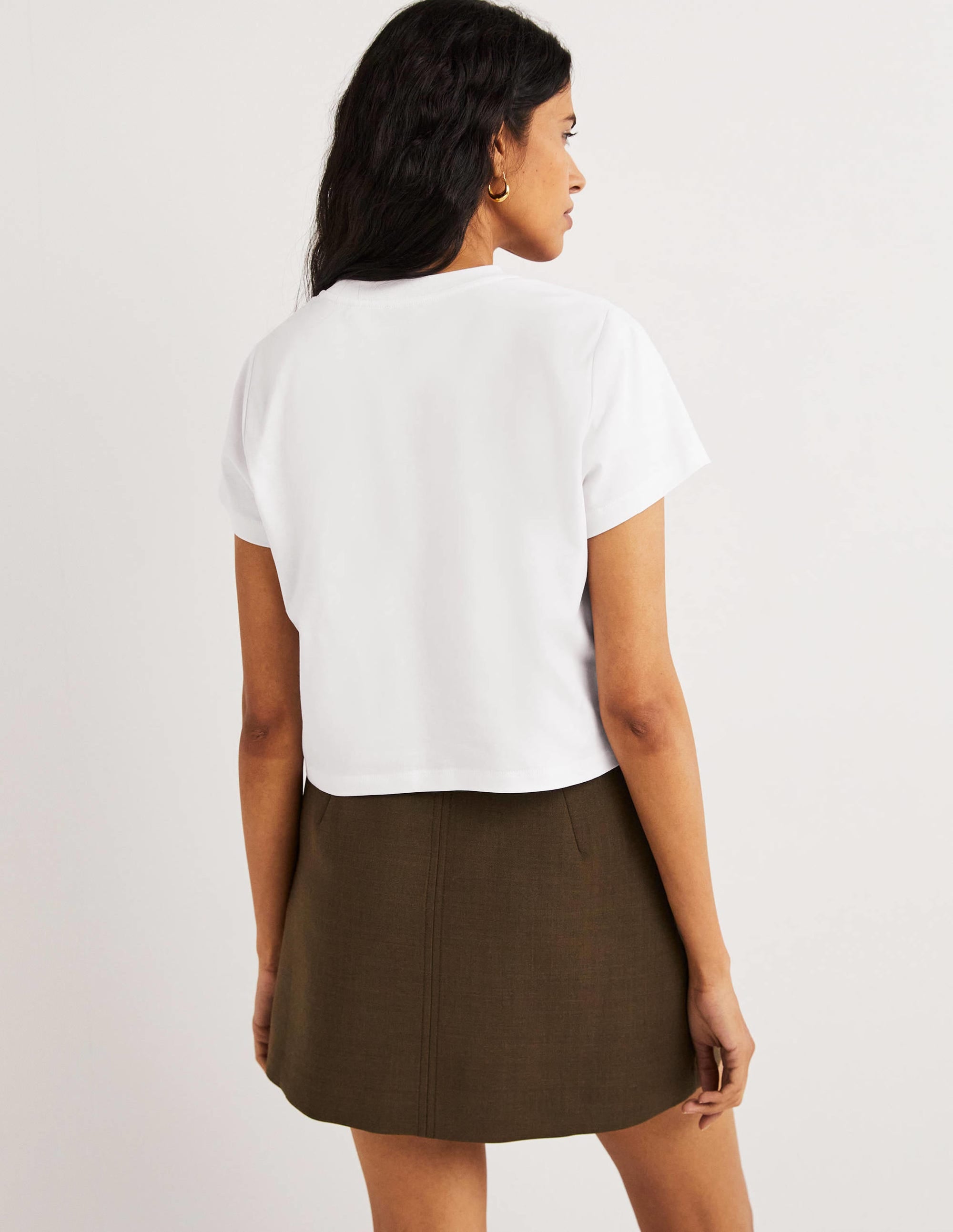 Cropped Cotton T-Shirt-White - Image 3