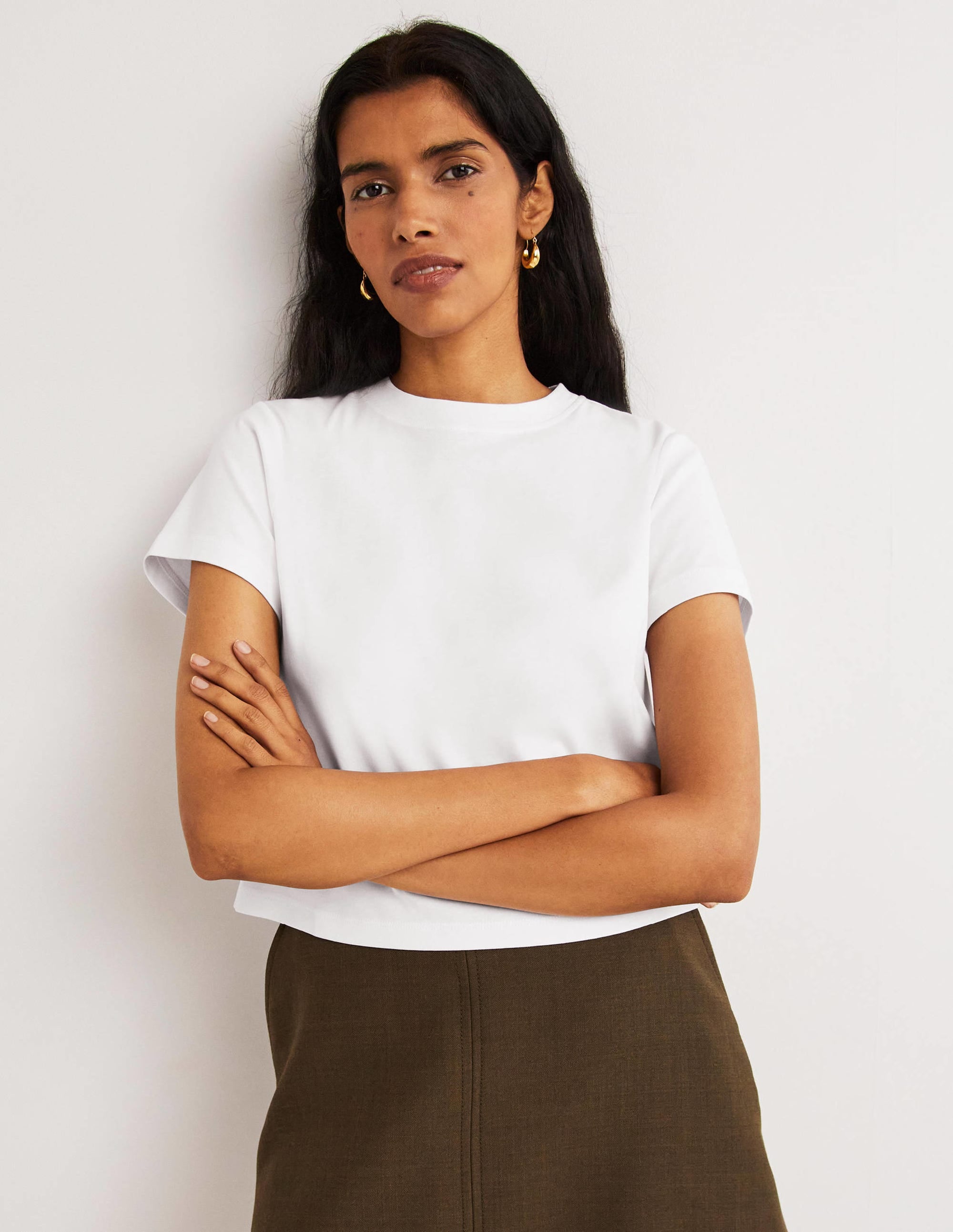 Cropped Cotton T-Shirt-White - Image 4