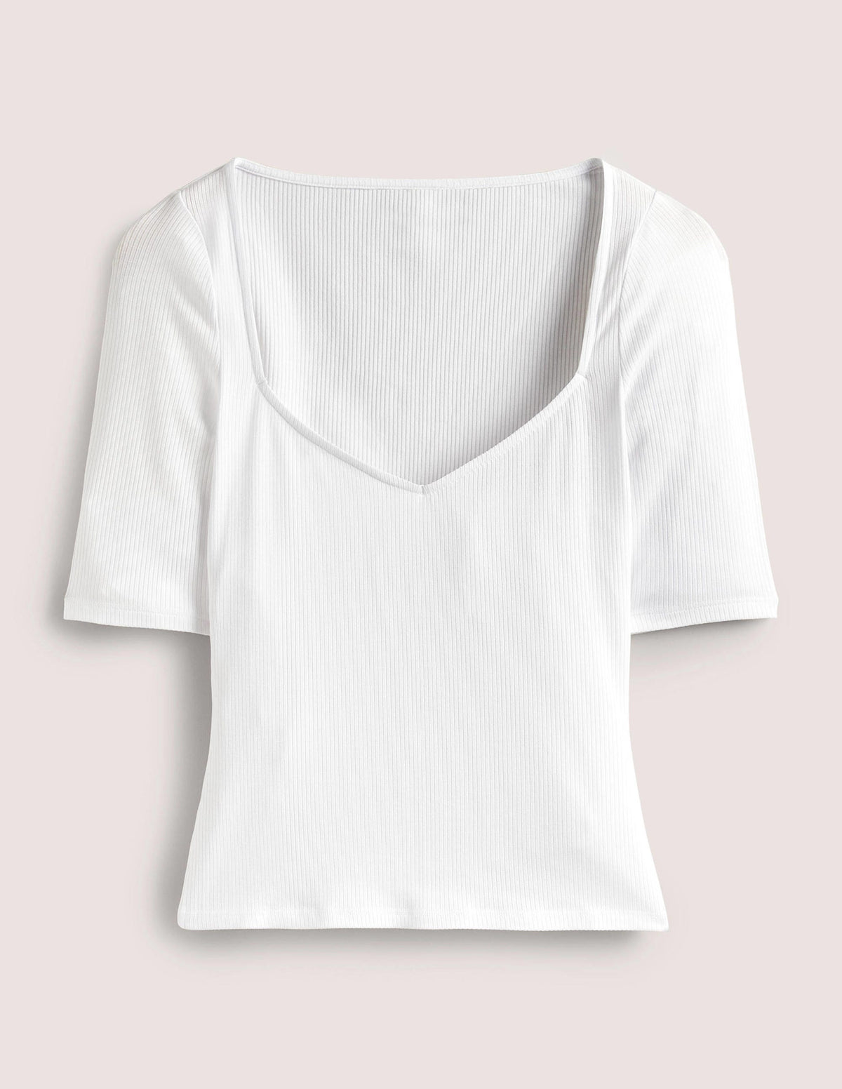Soft Ribbed Sweetheart T-shirt-White - Image 5