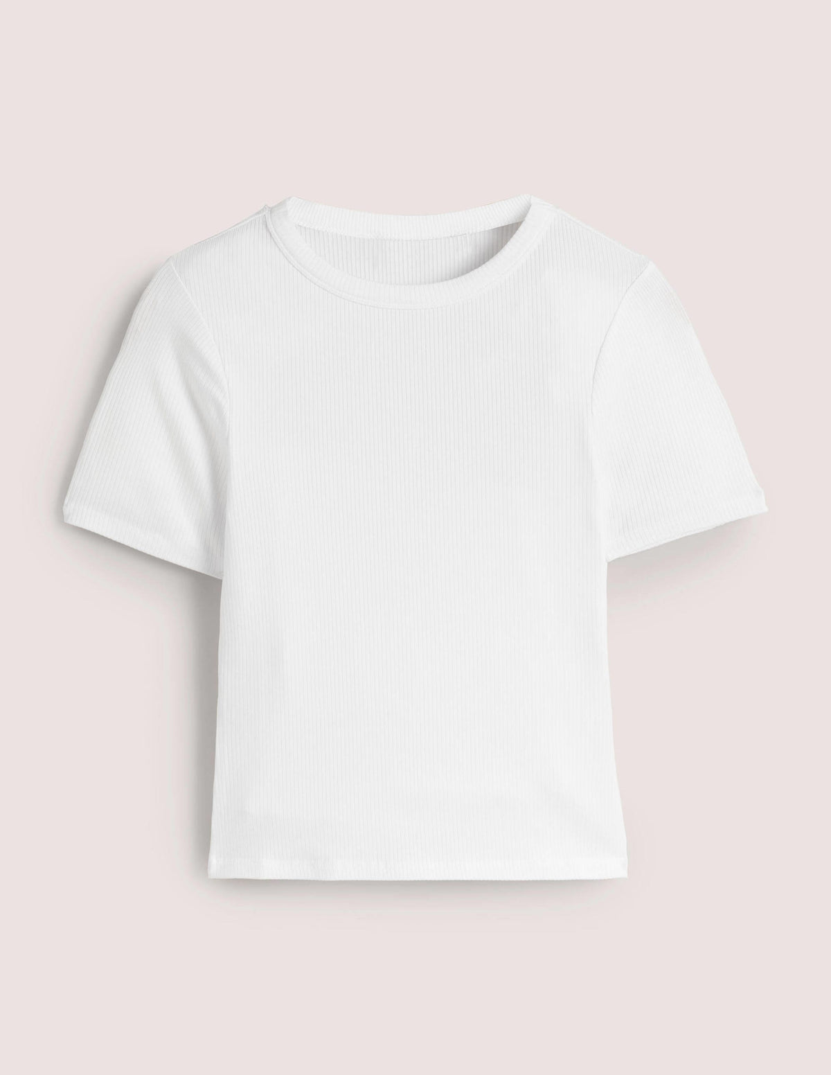 Soft Ribbed Crew Neck T-shirt-White-5