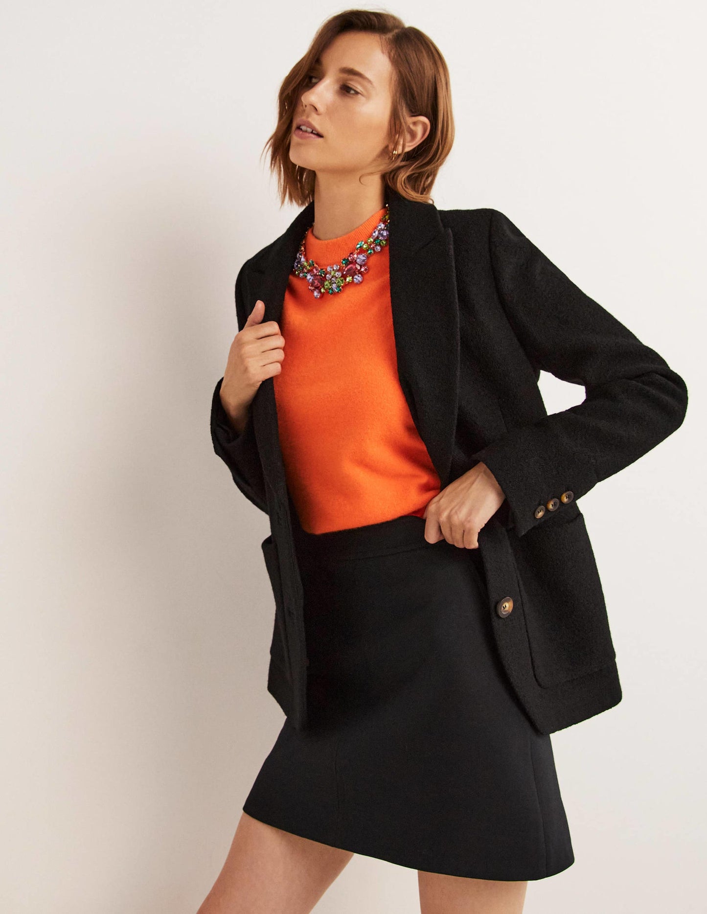 Bella Textured Wool Blazer-Black