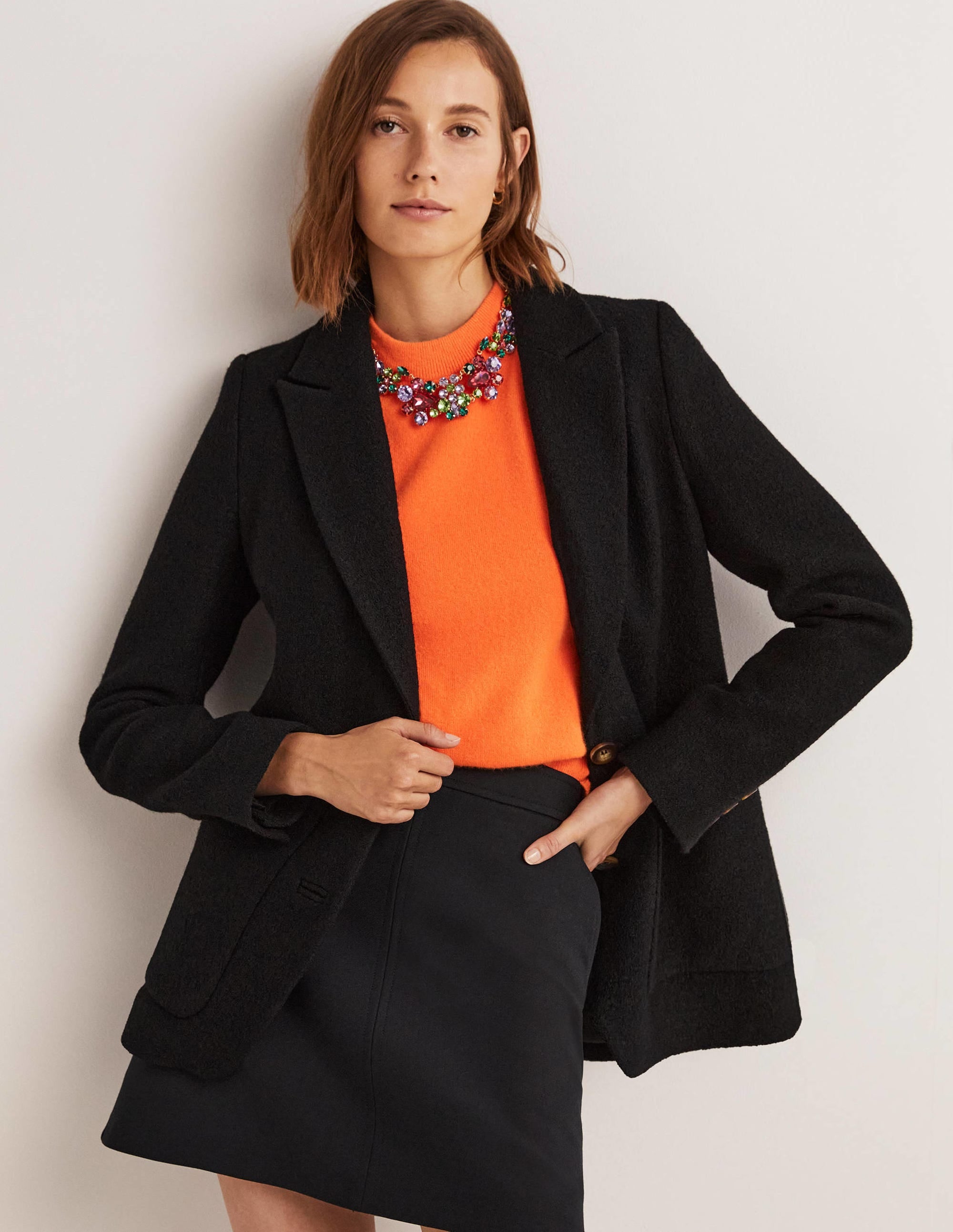Bella Textured Wool Blazer-Black - Image 5