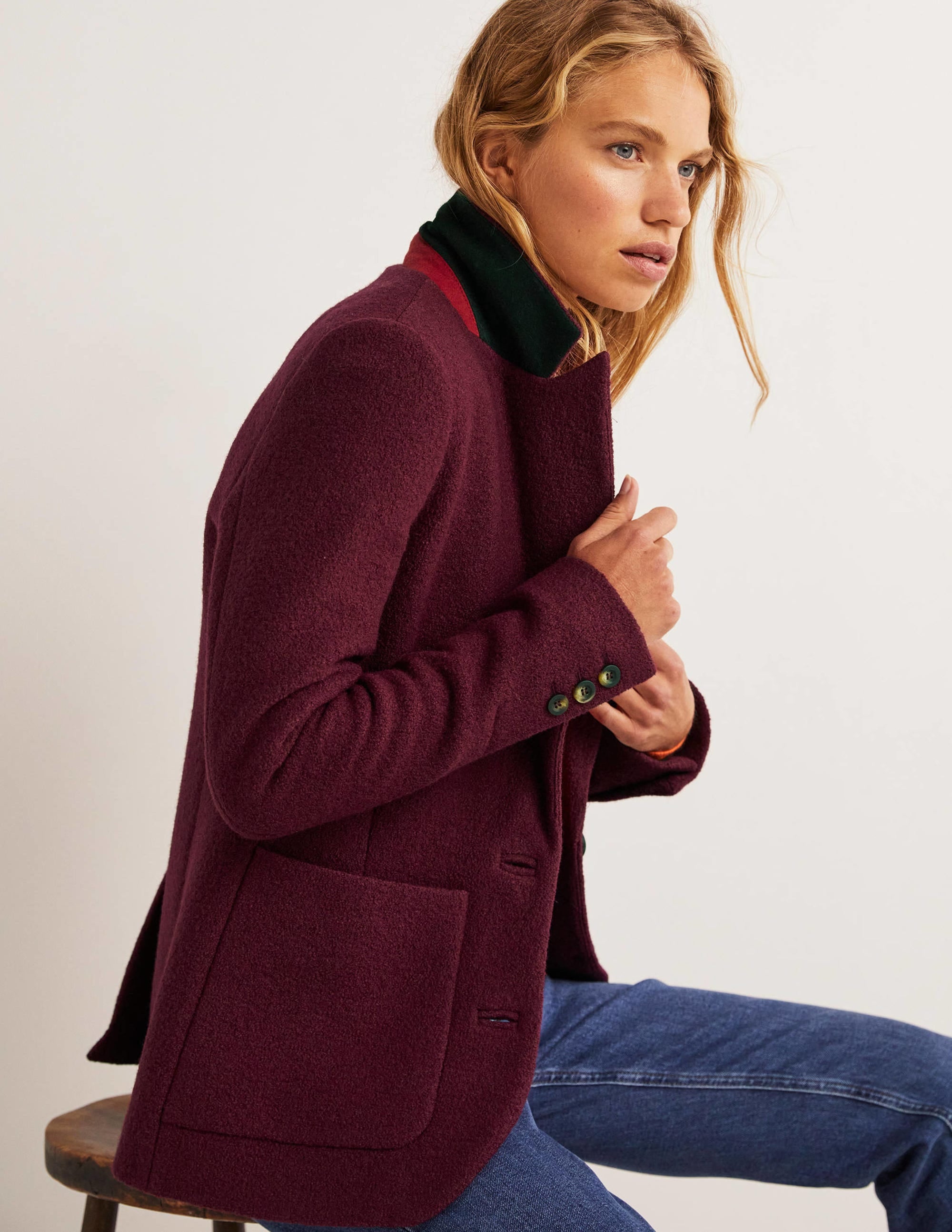 Bella Textured Wool Blazer-Mulled Wine - Image 1