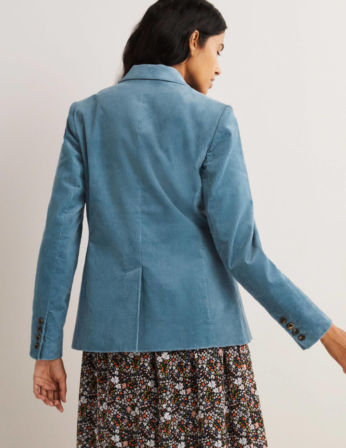 Fitted Corduroy Blazer-Mid Blue - Image 3