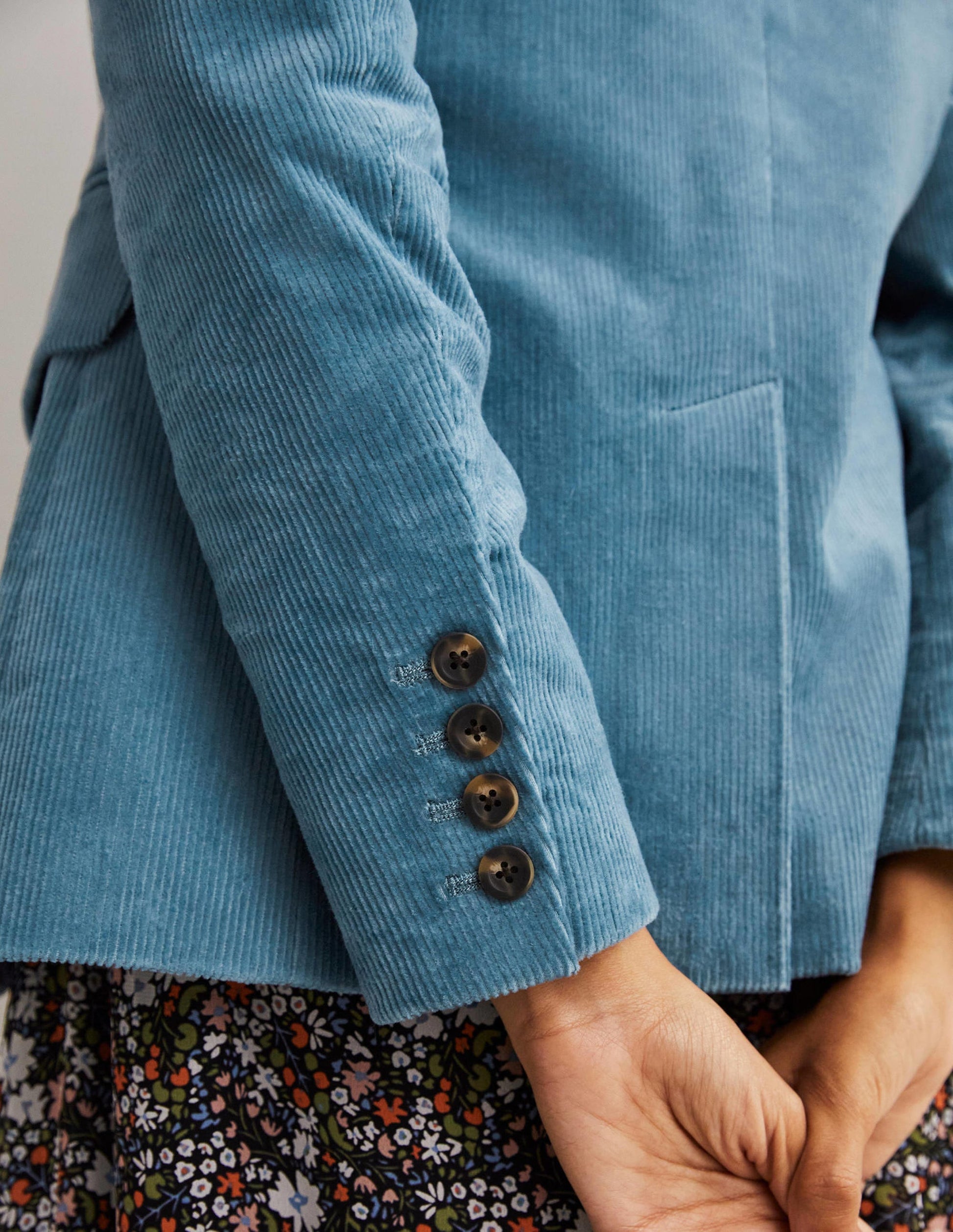 Fitted Corduroy Blazer-Mid Blue-6