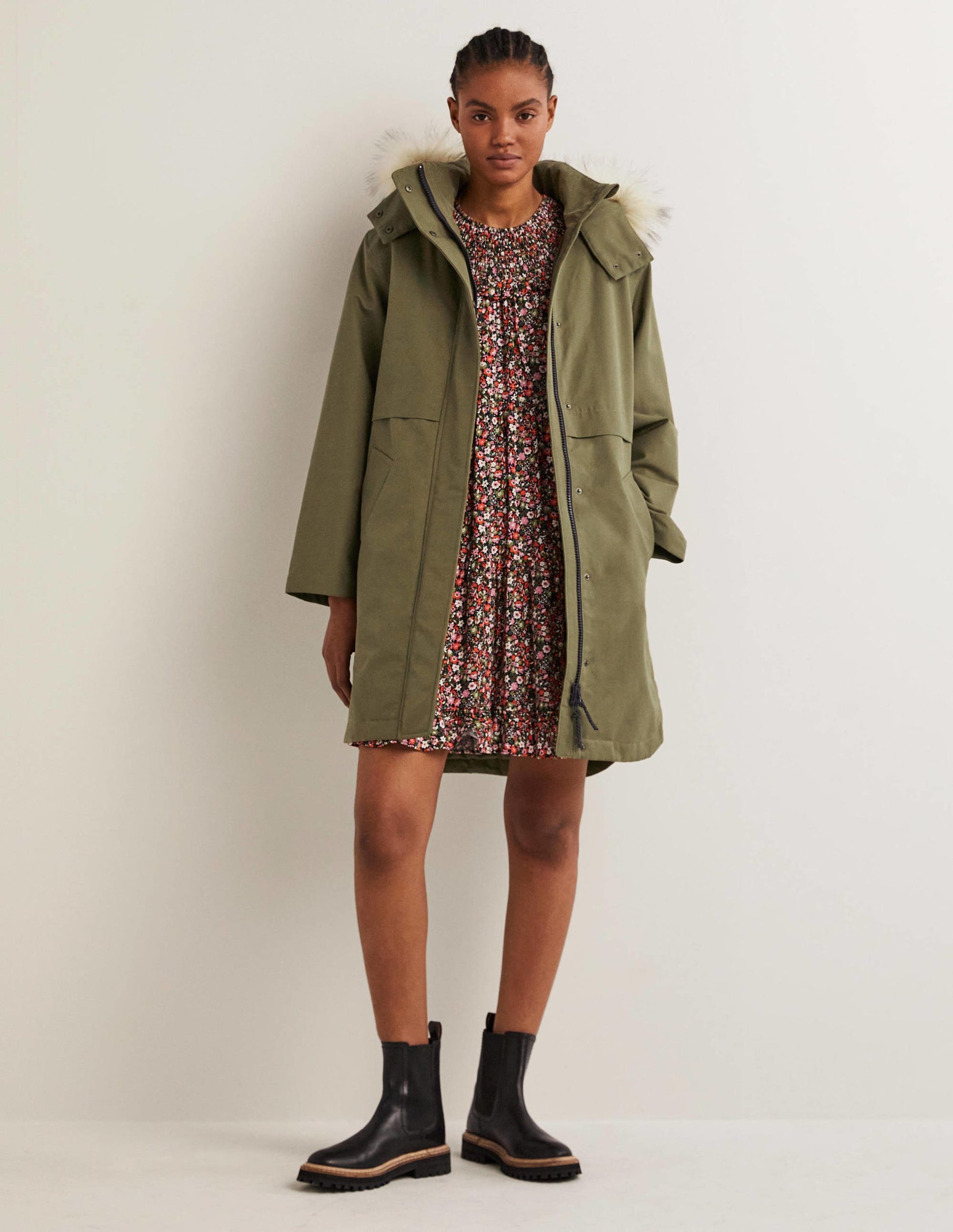 Waterproof Borg Lined Parka-Basil Green-1