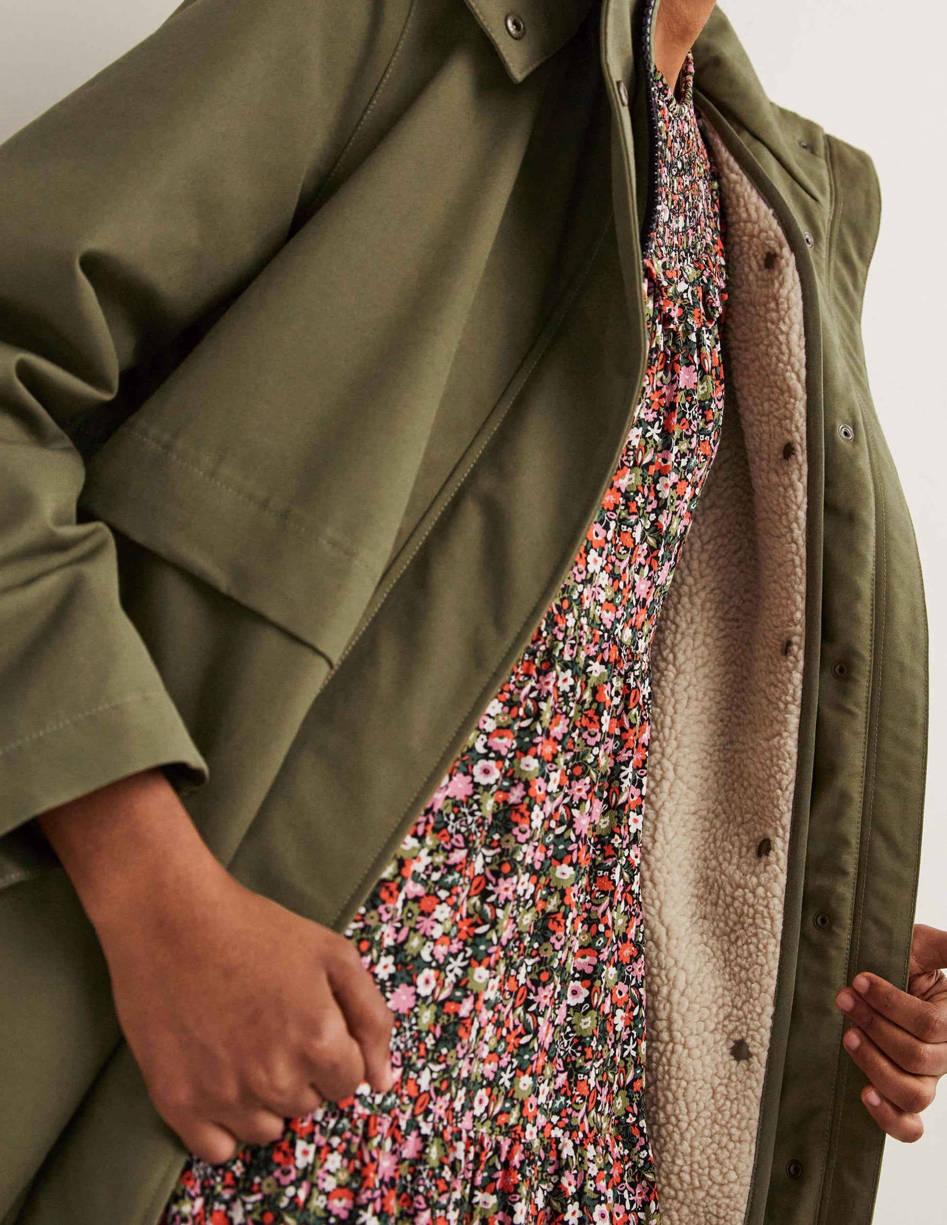 Waterproof Borg Lined Parka-Basil Green-2