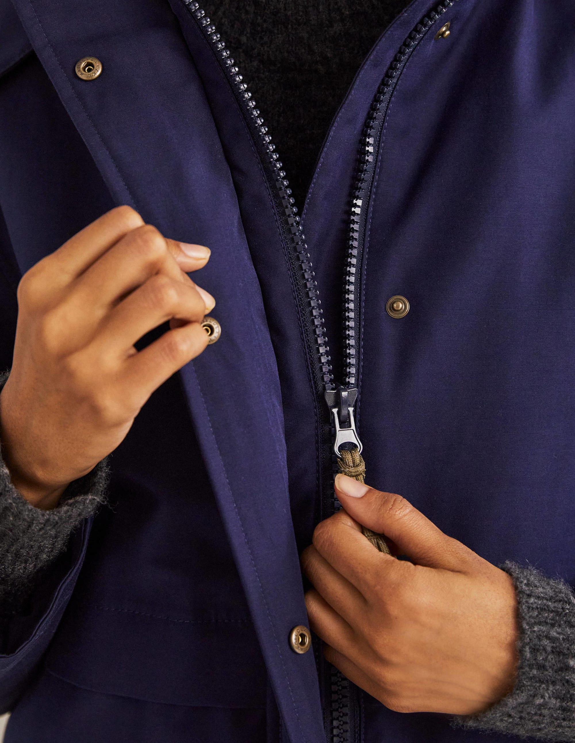 Waterproof Borg Lined Parka-Navy - Image 2