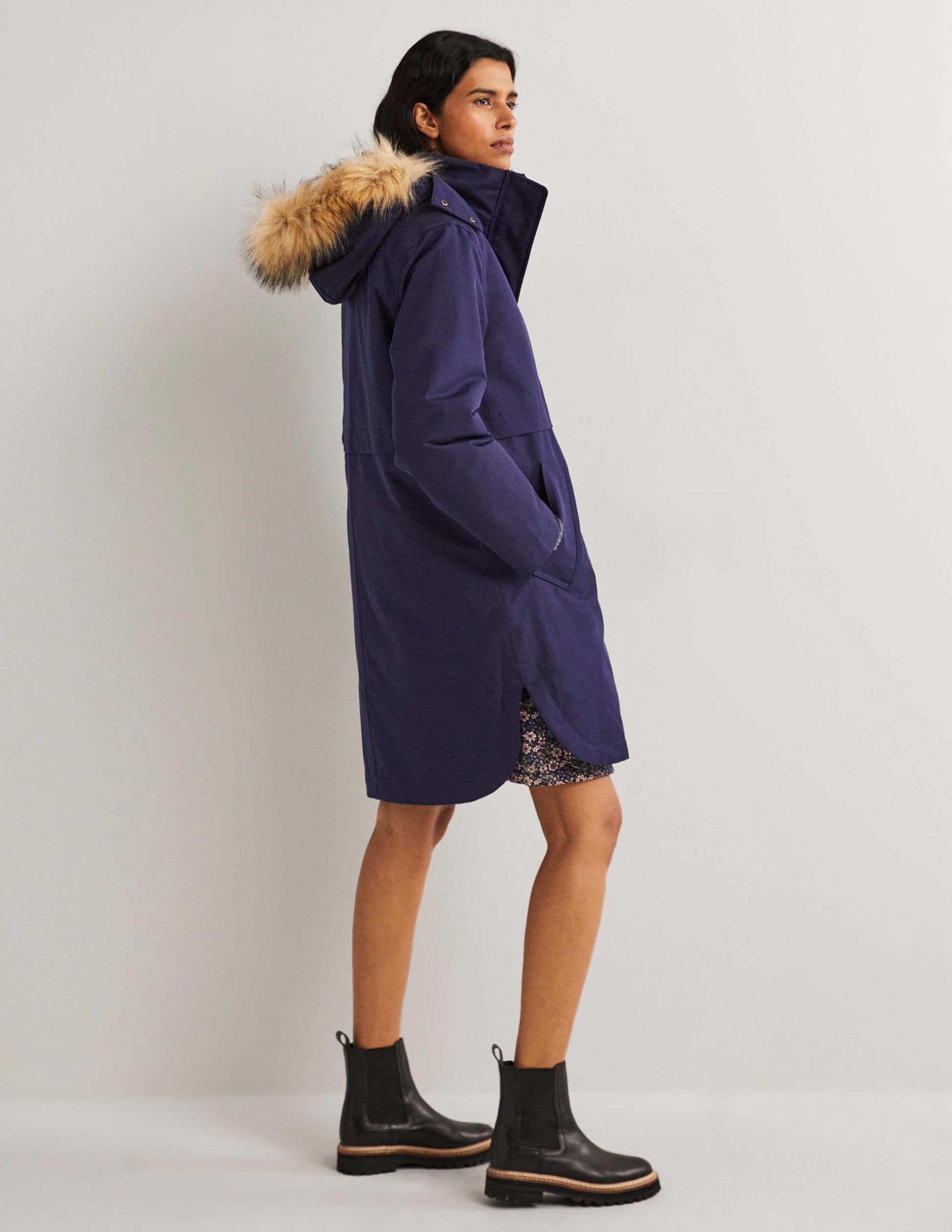 Waterproof Borg Lined Parka-Navy-3