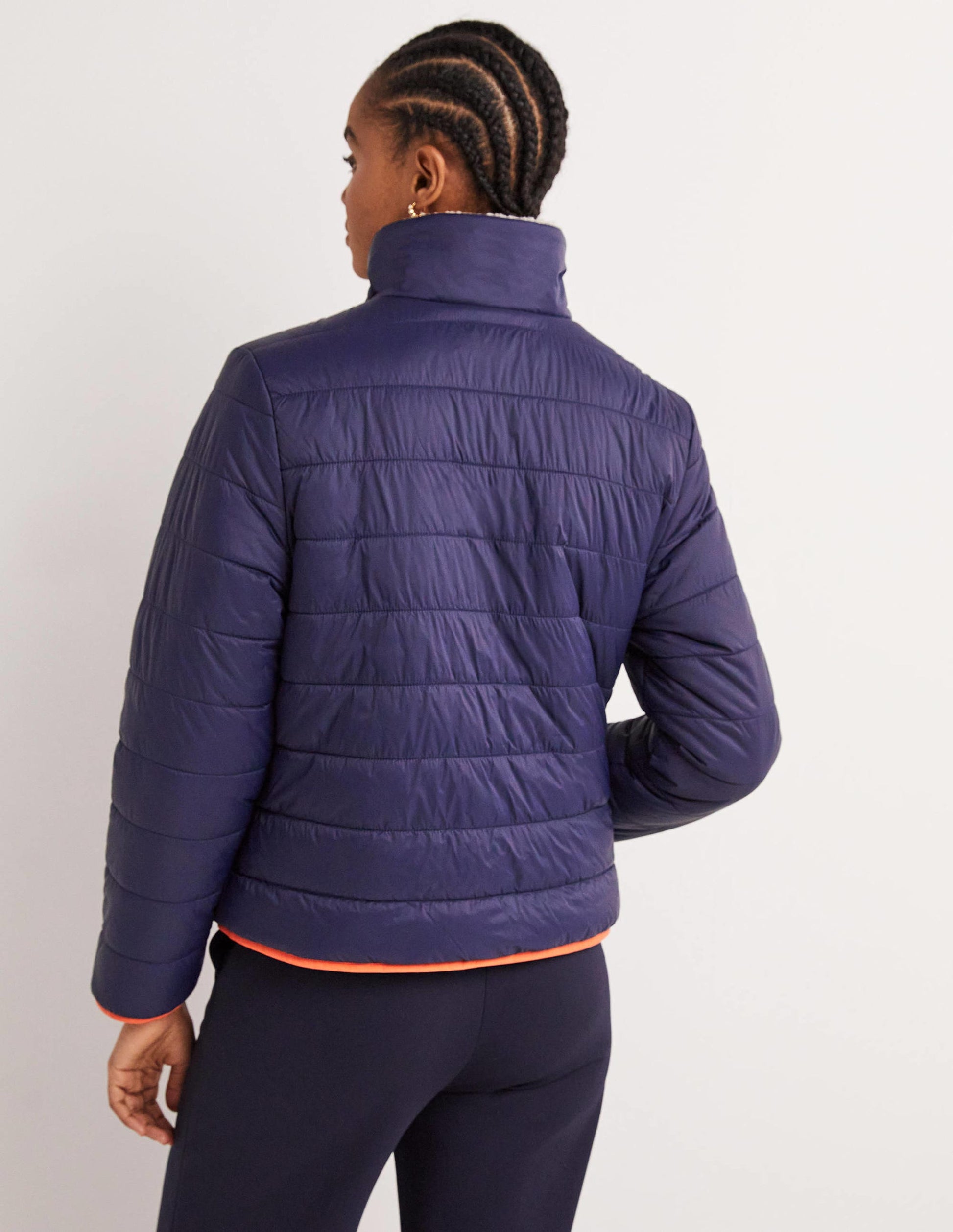 Reversible Borg Puffer Jacket-Navy and Tigerlily Red-3