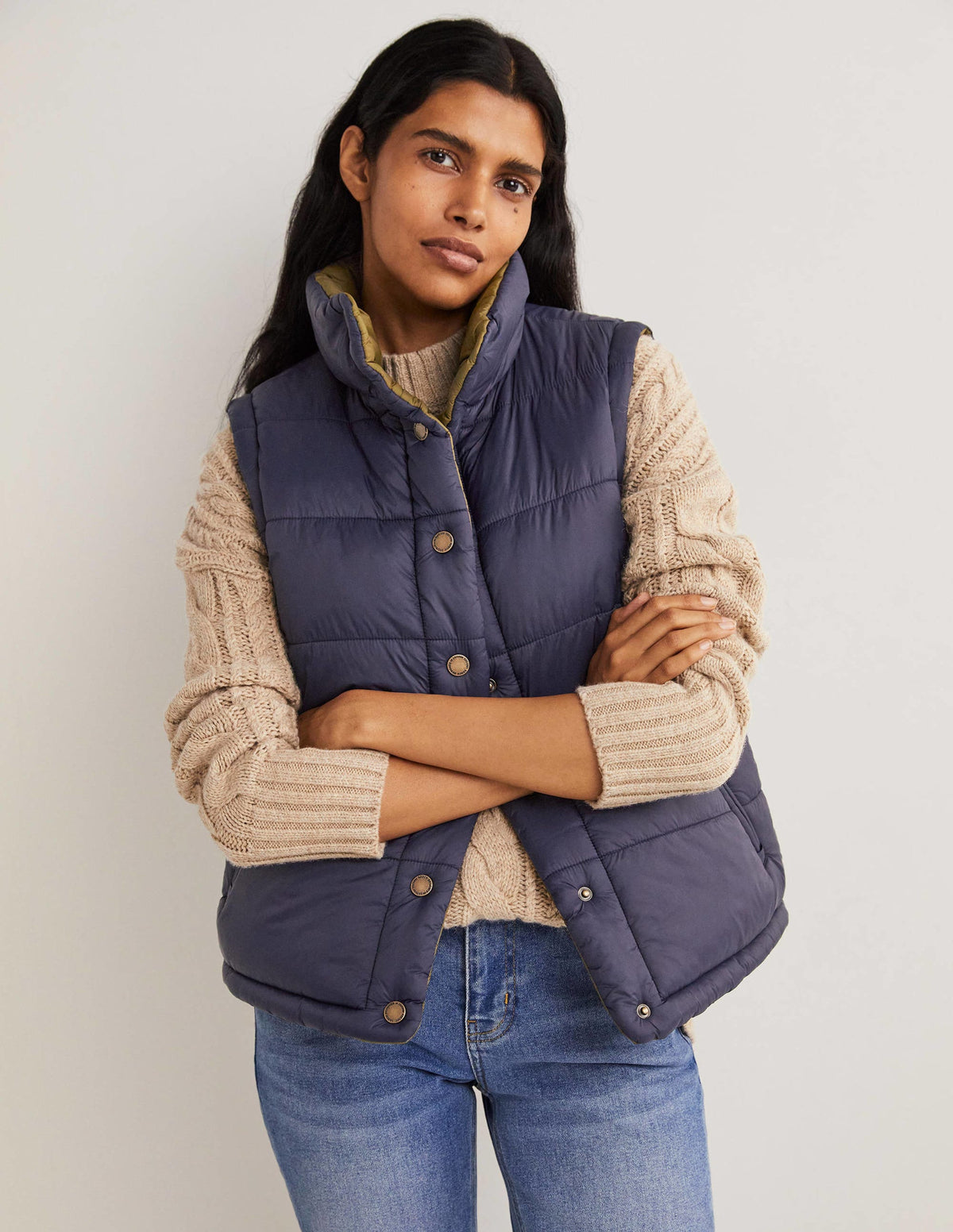 Reversible Vest-Navy and Basil Green - Image 1