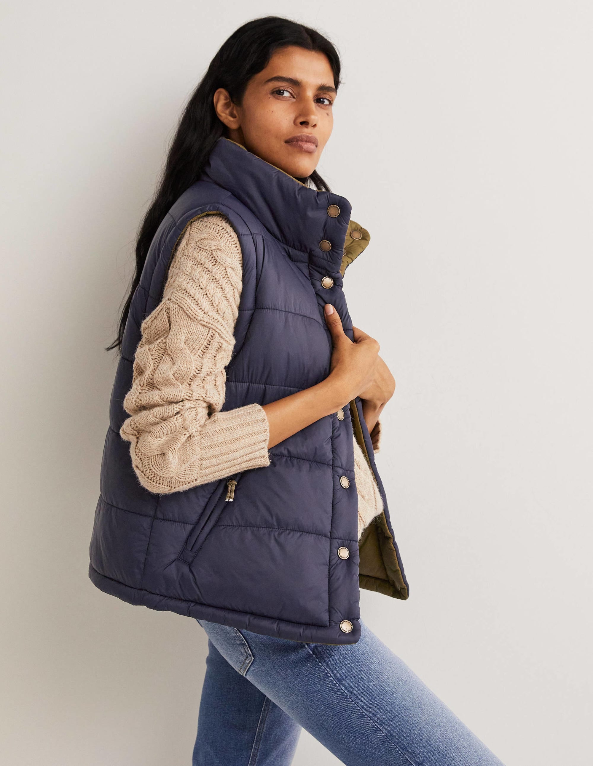Reversible Vest-Navy and Basil Green - Image 4