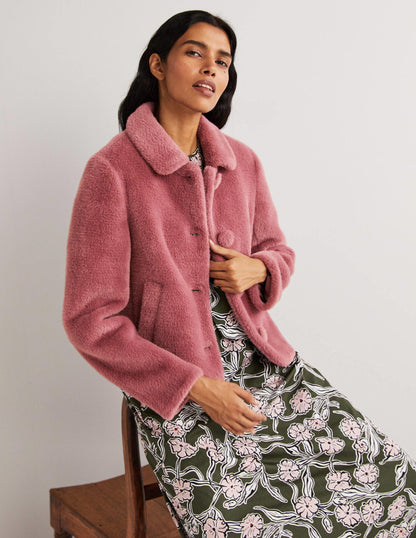 Faux Fur Short Coat-Puce Pink-1