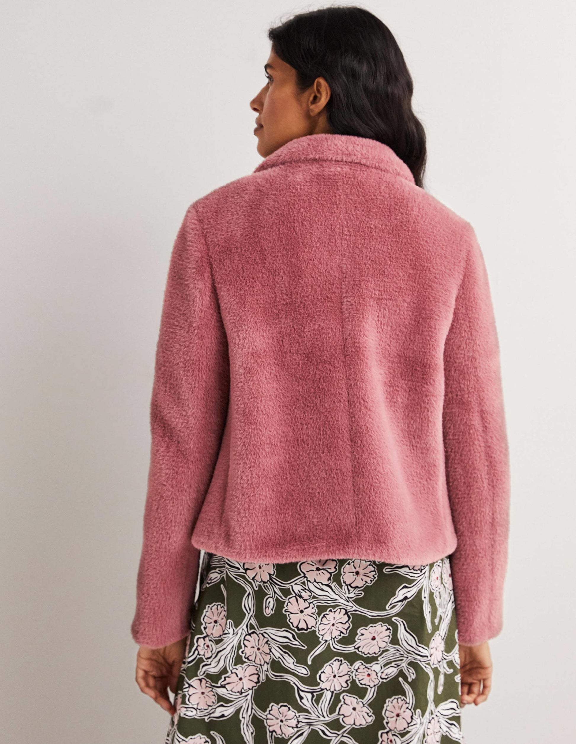 Faux Fur Short Coat-Puce Pink-3