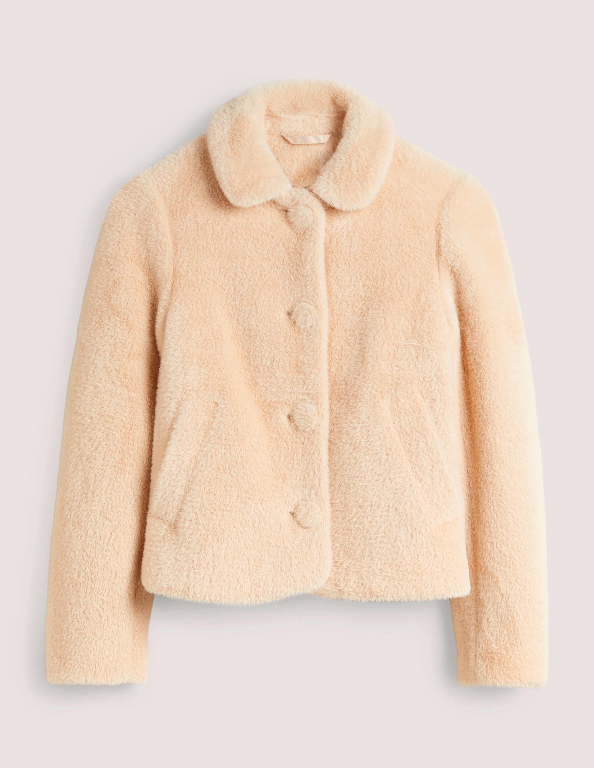 Faux Fur Short Coat-Natural - Image 6