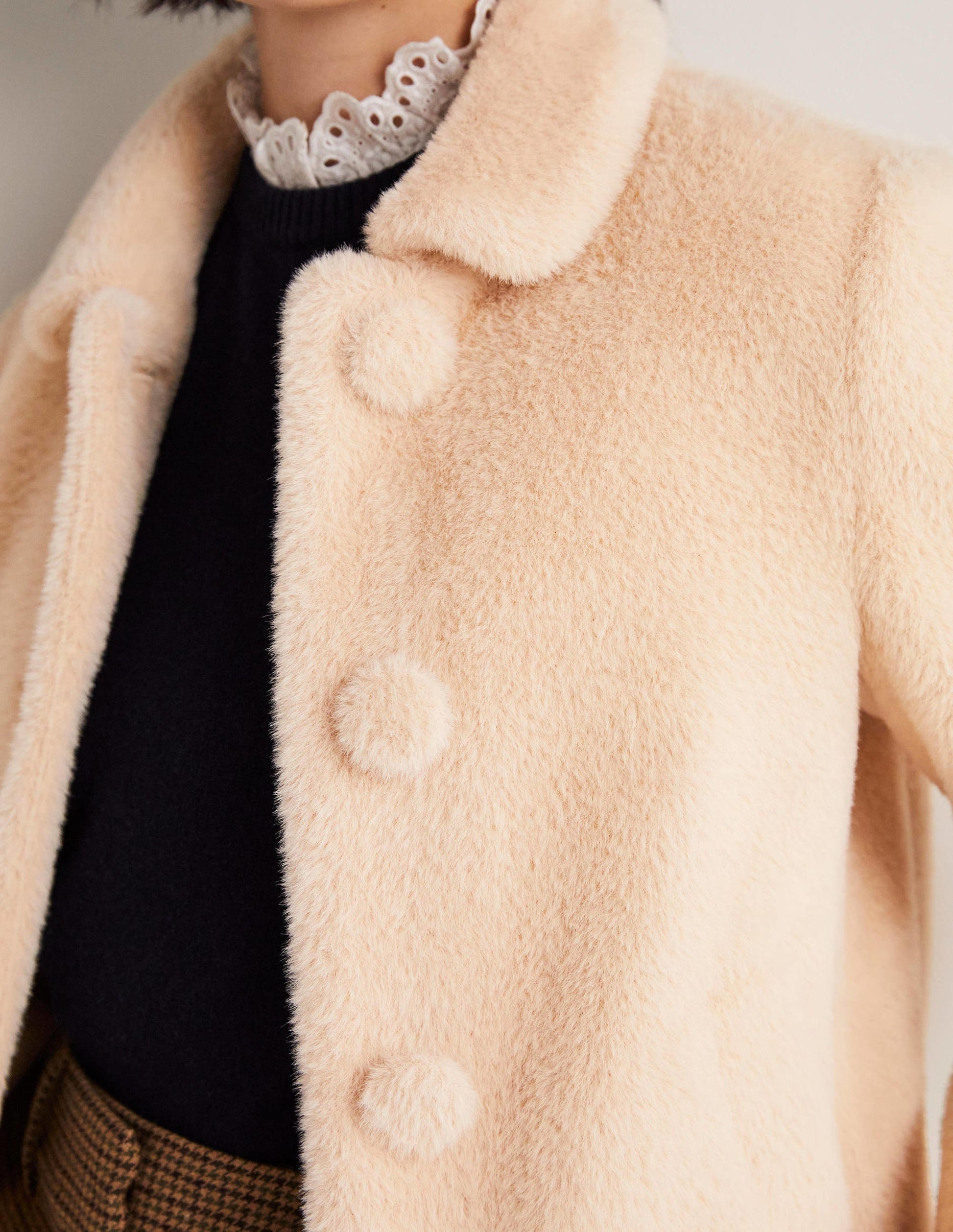 Faux Fur Short Coat-Natural-2