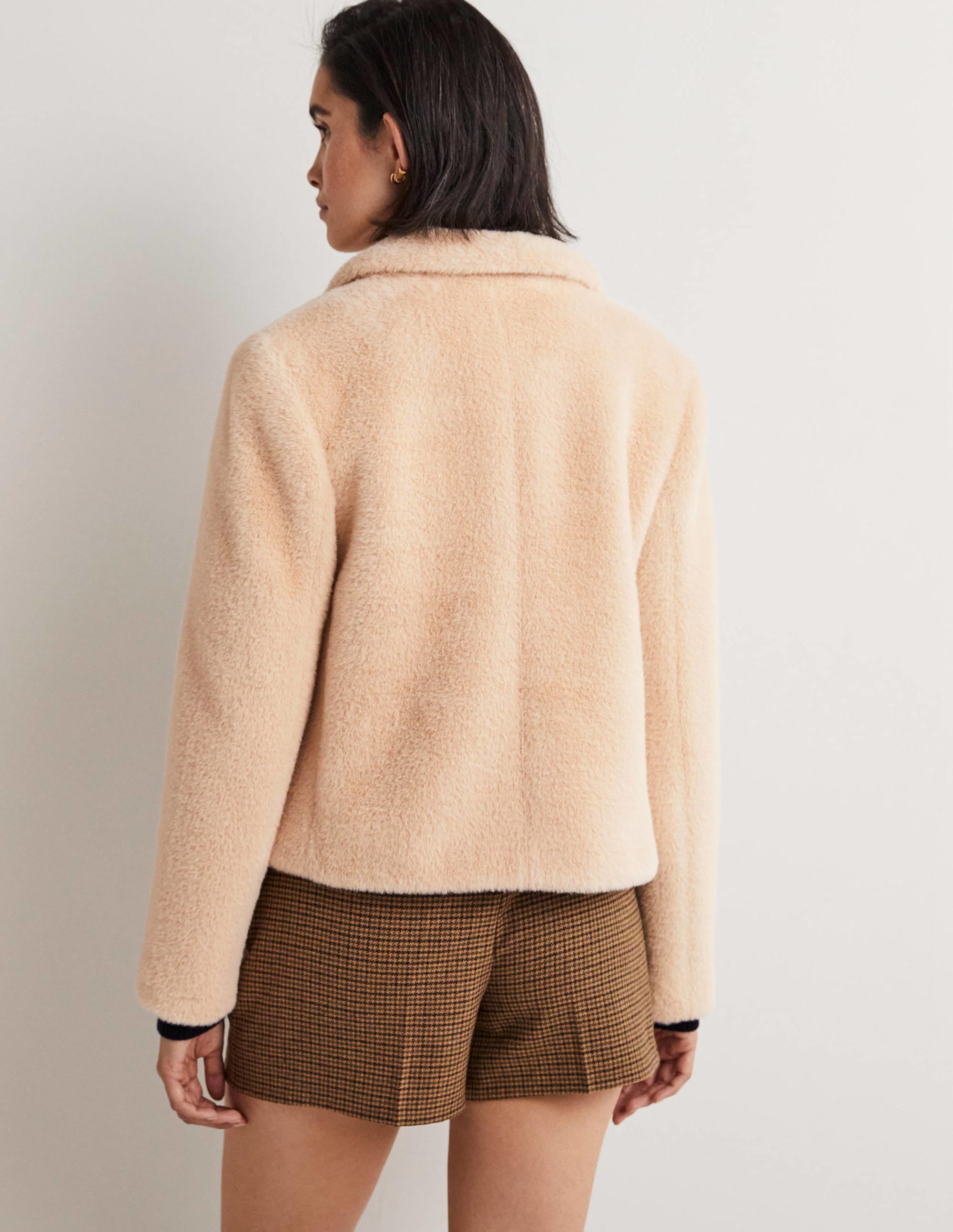 Faux Fur Short Coat-Natural - Image 3