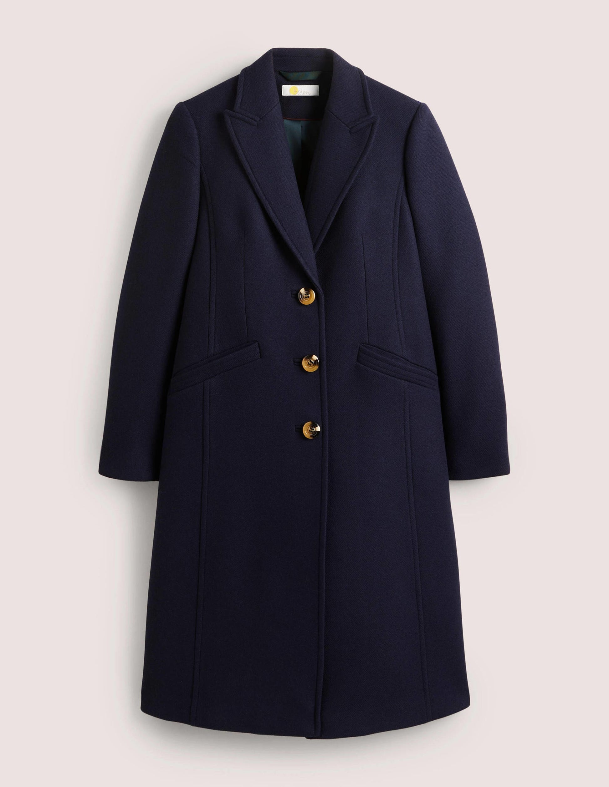 Wool Blend Tailored Coat-Navy-6