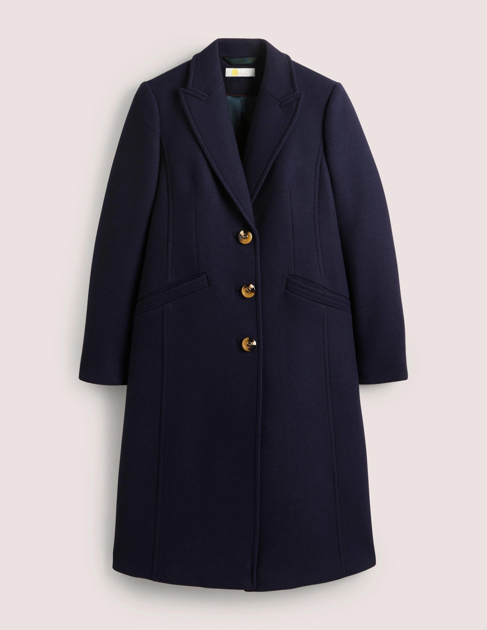 Wool Blend Tailored Coat-Navy - Image 6