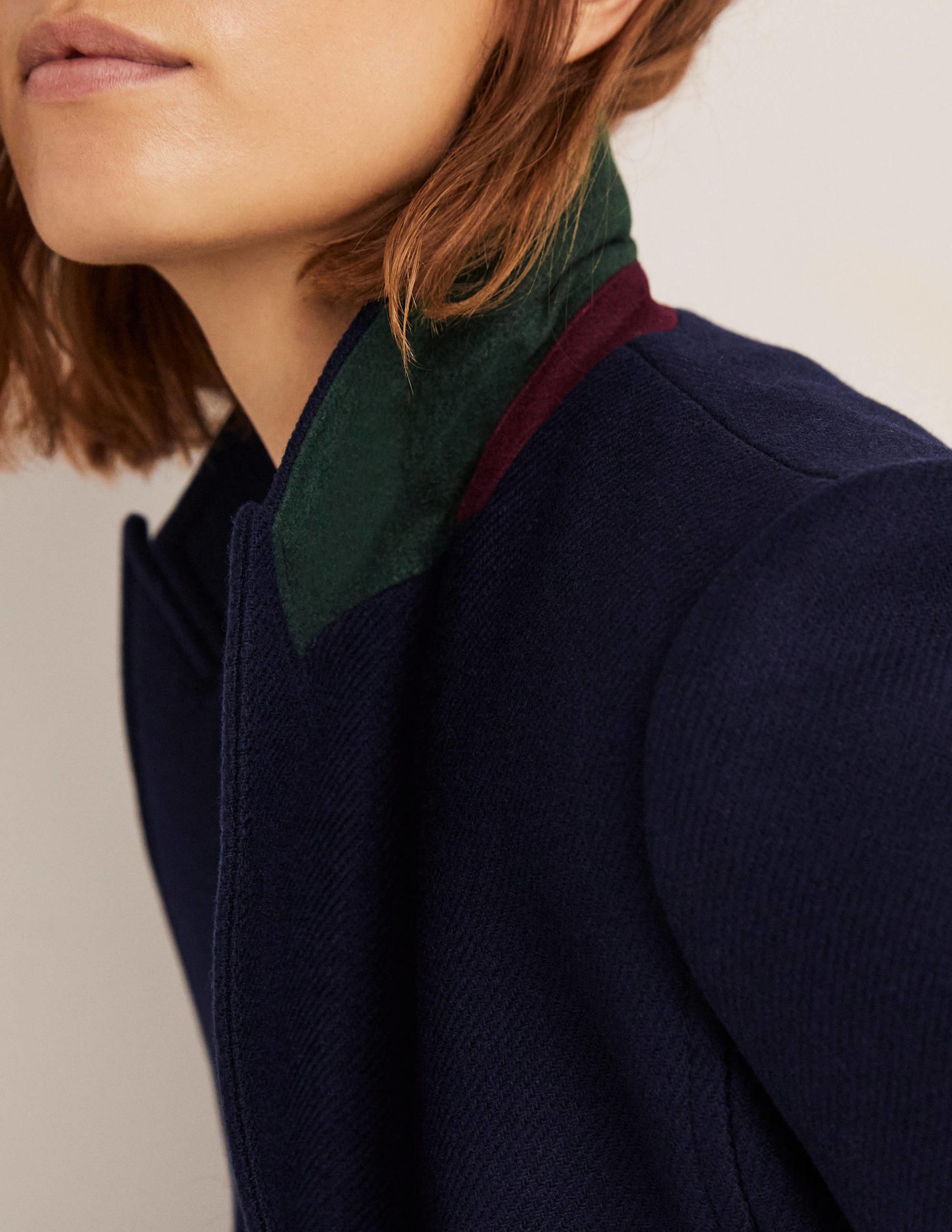 Wool Blend Tailored Coat-Navy - Image 5