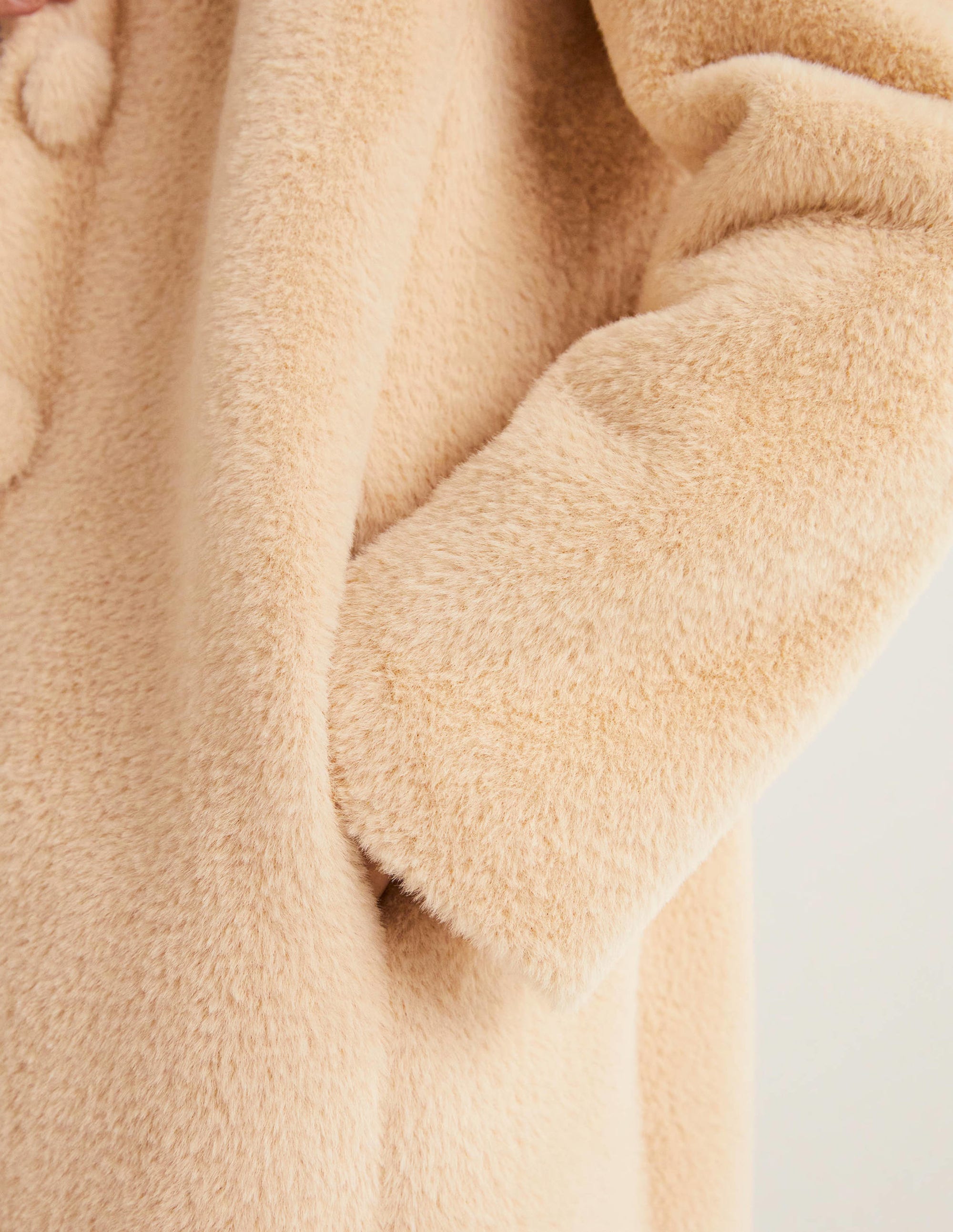 Faux Fur Collared Coat-Natural - Image 5