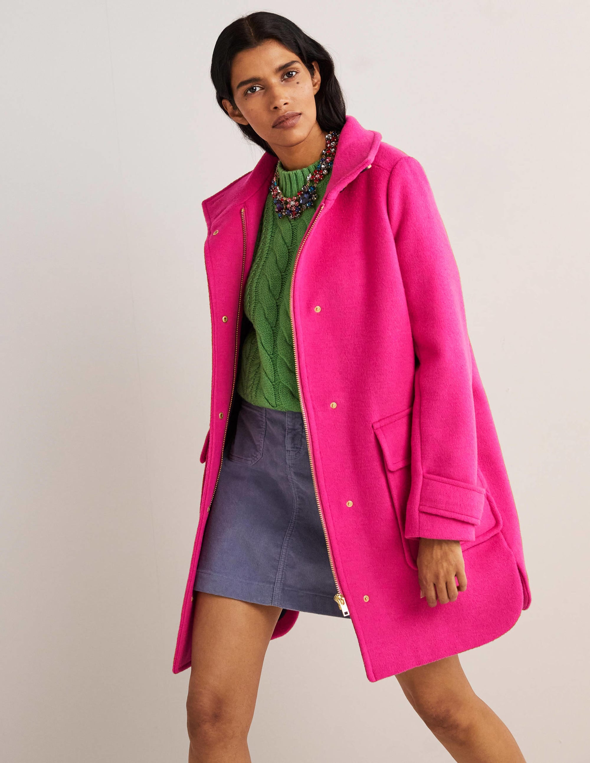 Brushed Wool Coat-Wild Watermelon Pink - Image 1
